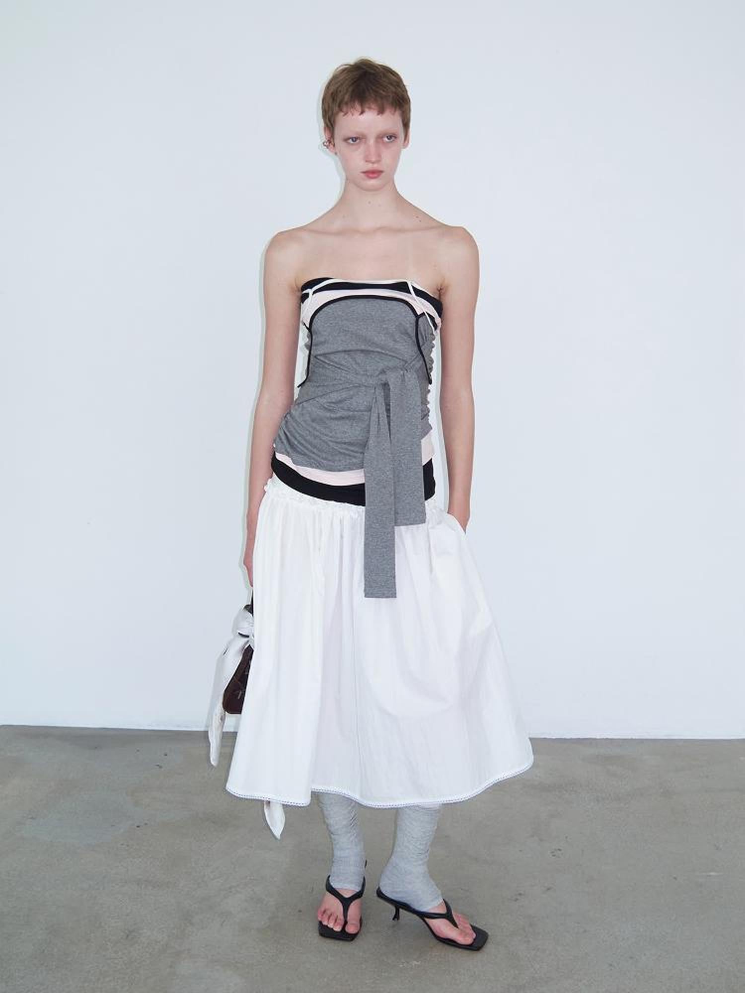 Delivery Layered Strappy Tank Top With Waist Ruffle Tie