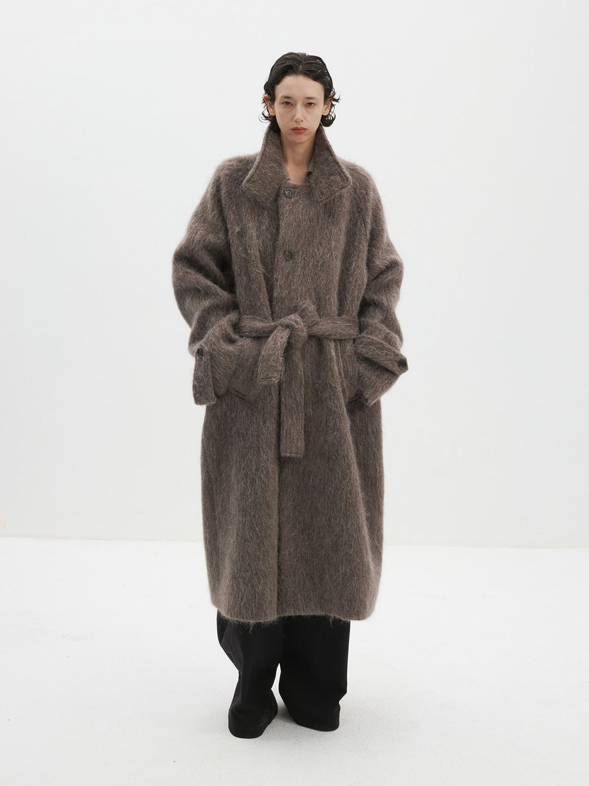 Delivery Loose Stand Collar Alpaca Wool Blend Women&