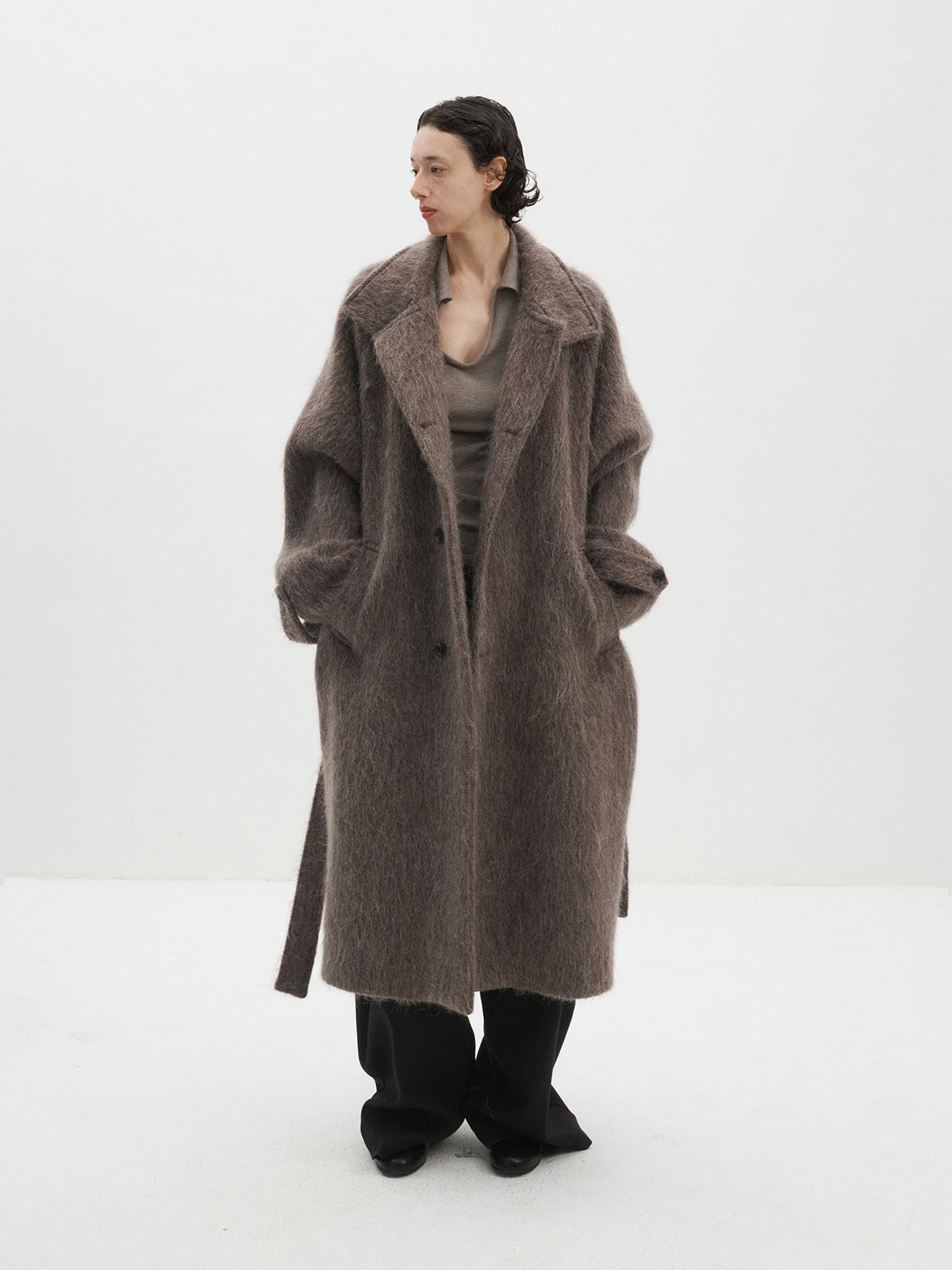 Delivery Loose Stand Collar Alpaca Wool Blend Women&