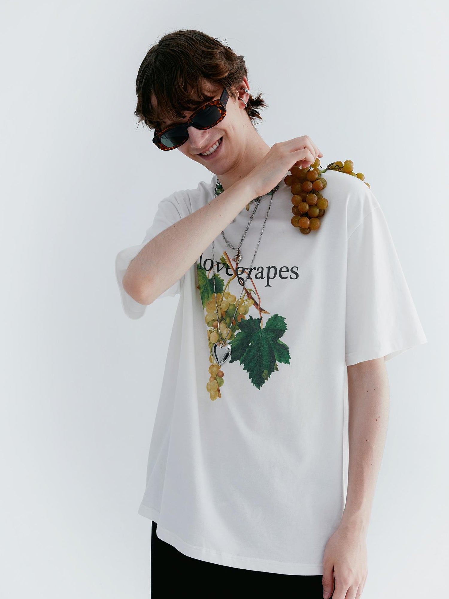 Delivery Love Grapes Print T-Shirt