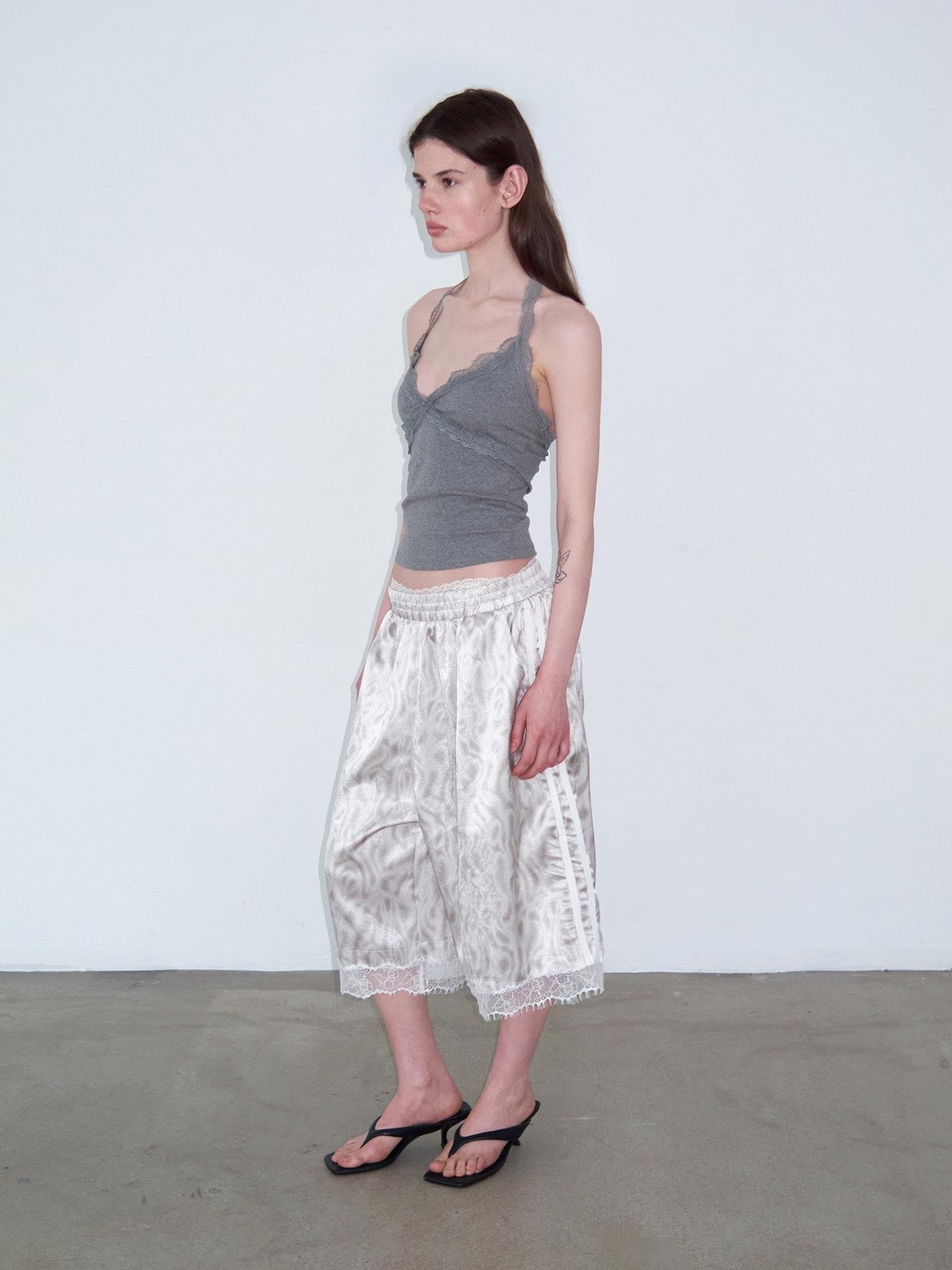 Delivery Lustrous Taupe Webbing Lace Patchwork Women&