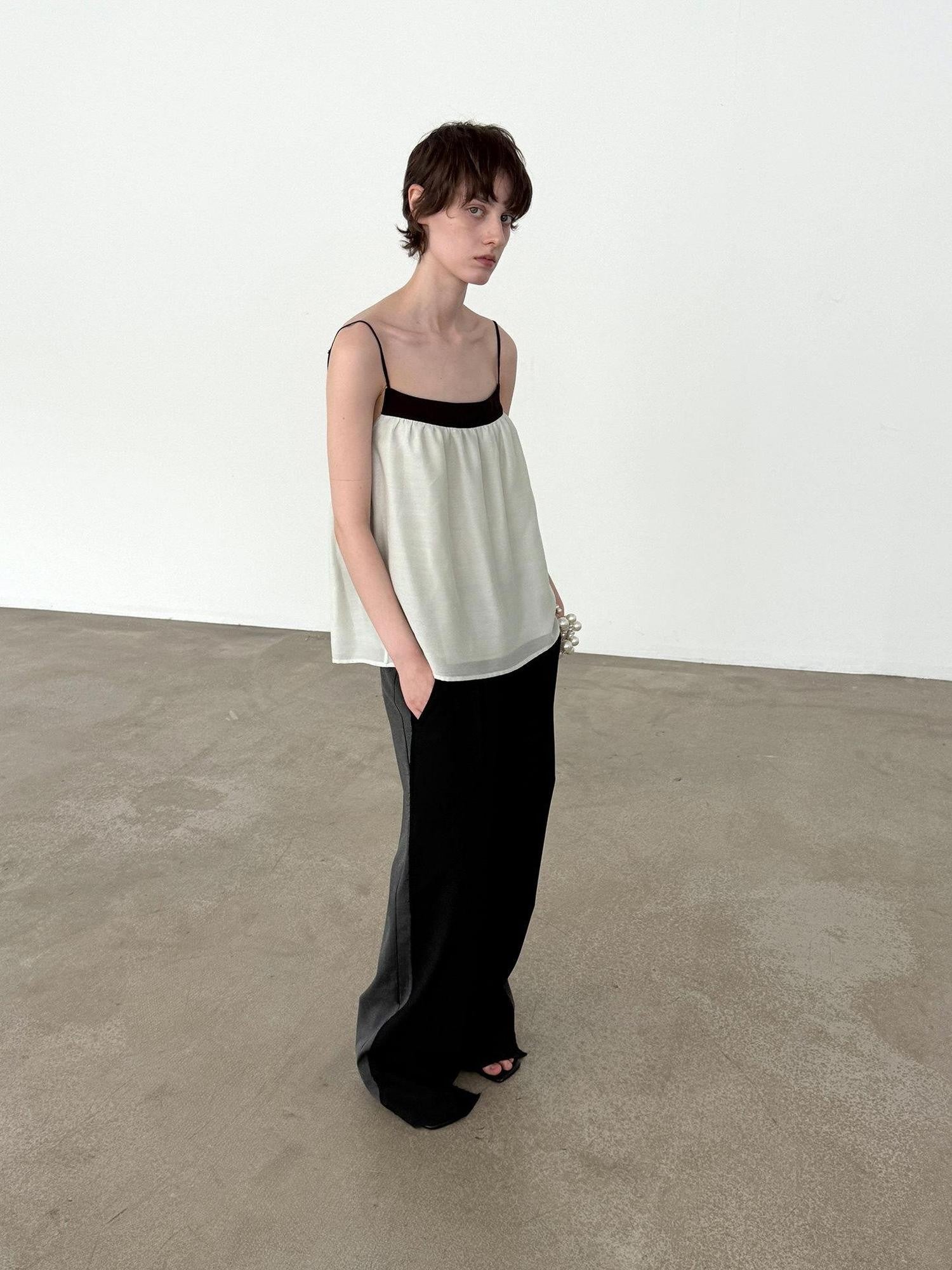 Delivery Mint Green Black Contrast Ruched Square Neck Loose Women&