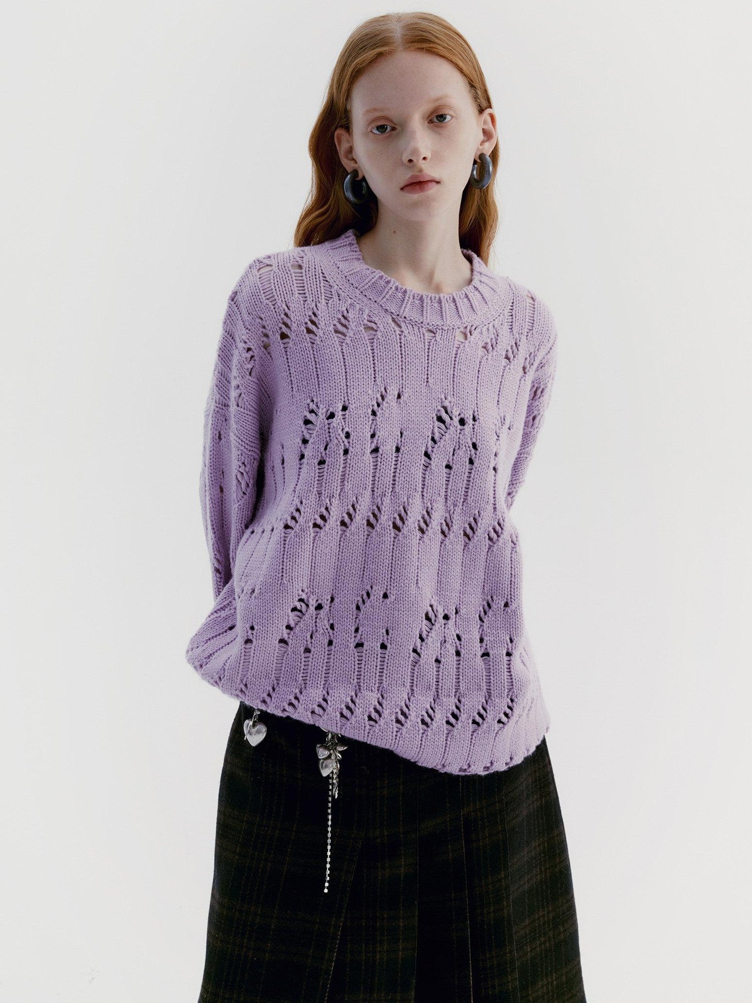 Delivery Pale Lavender Asymmetric Cutout Round Neck Women&