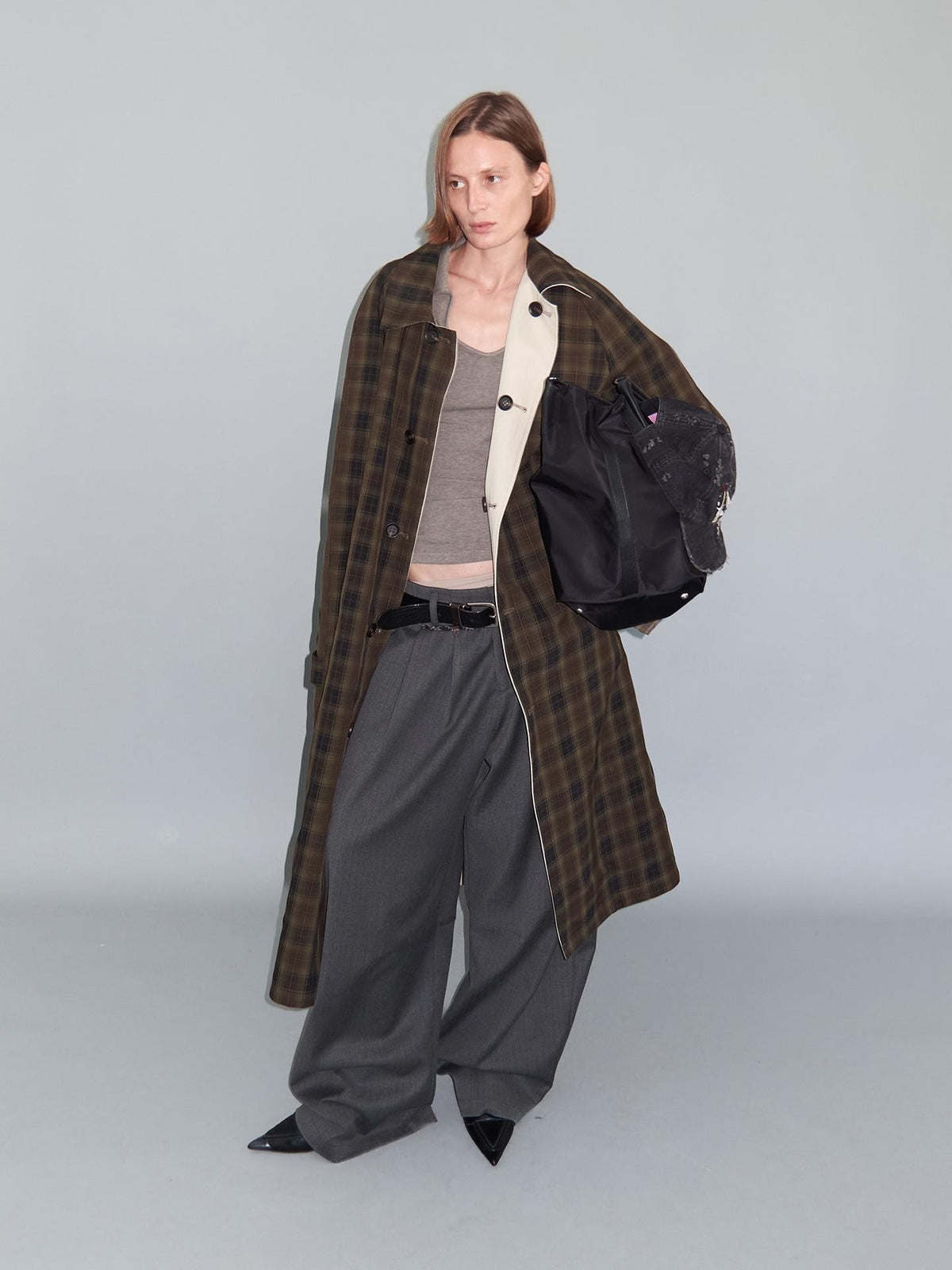 Delivery Plaid Reversible Relaxed Long Square Neck Women&