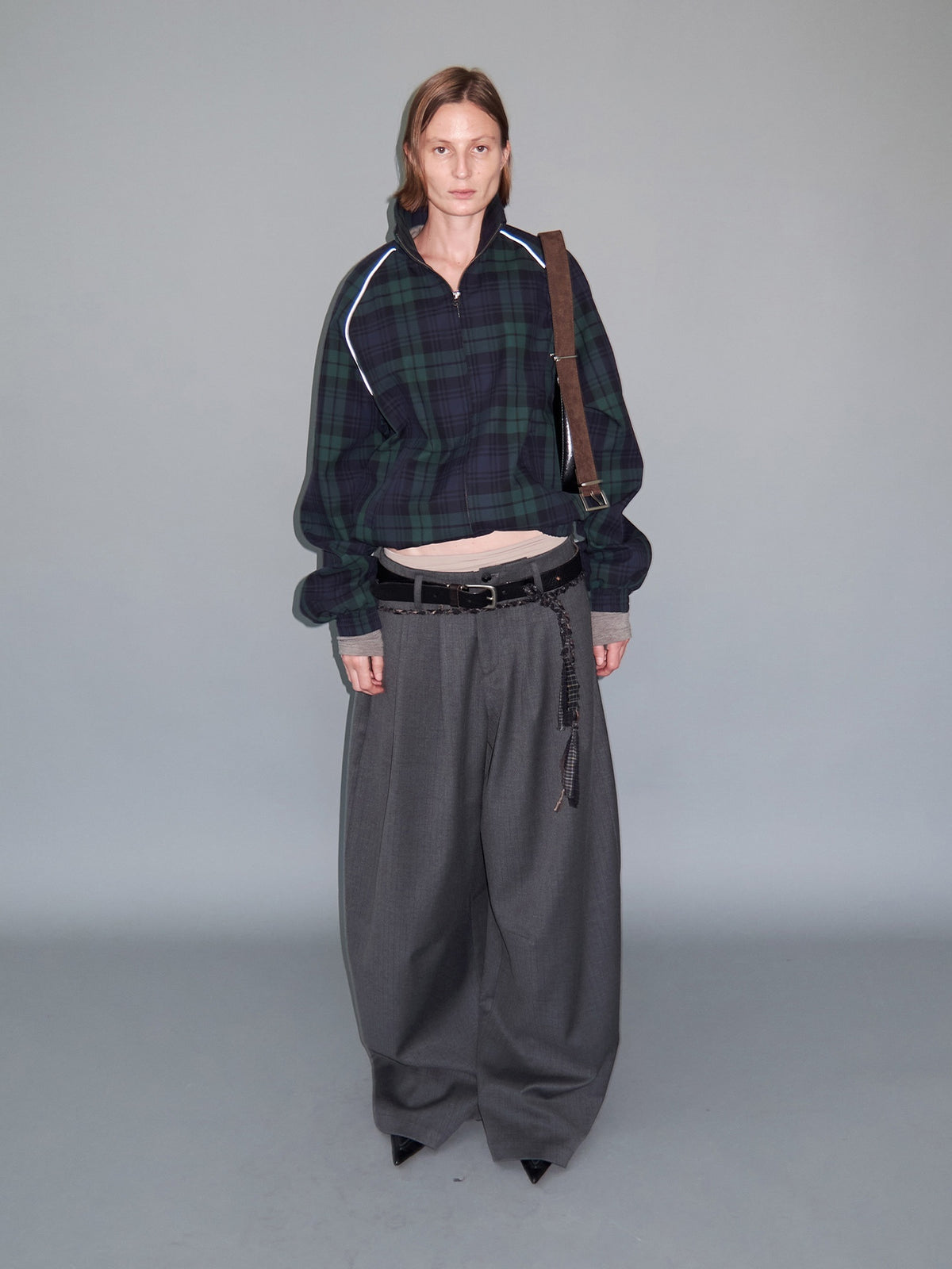 Delivery_Plaid_Stand_Collar_Zip_Raglan_Sleeve_Loose_Fit_Cotton_Women&
