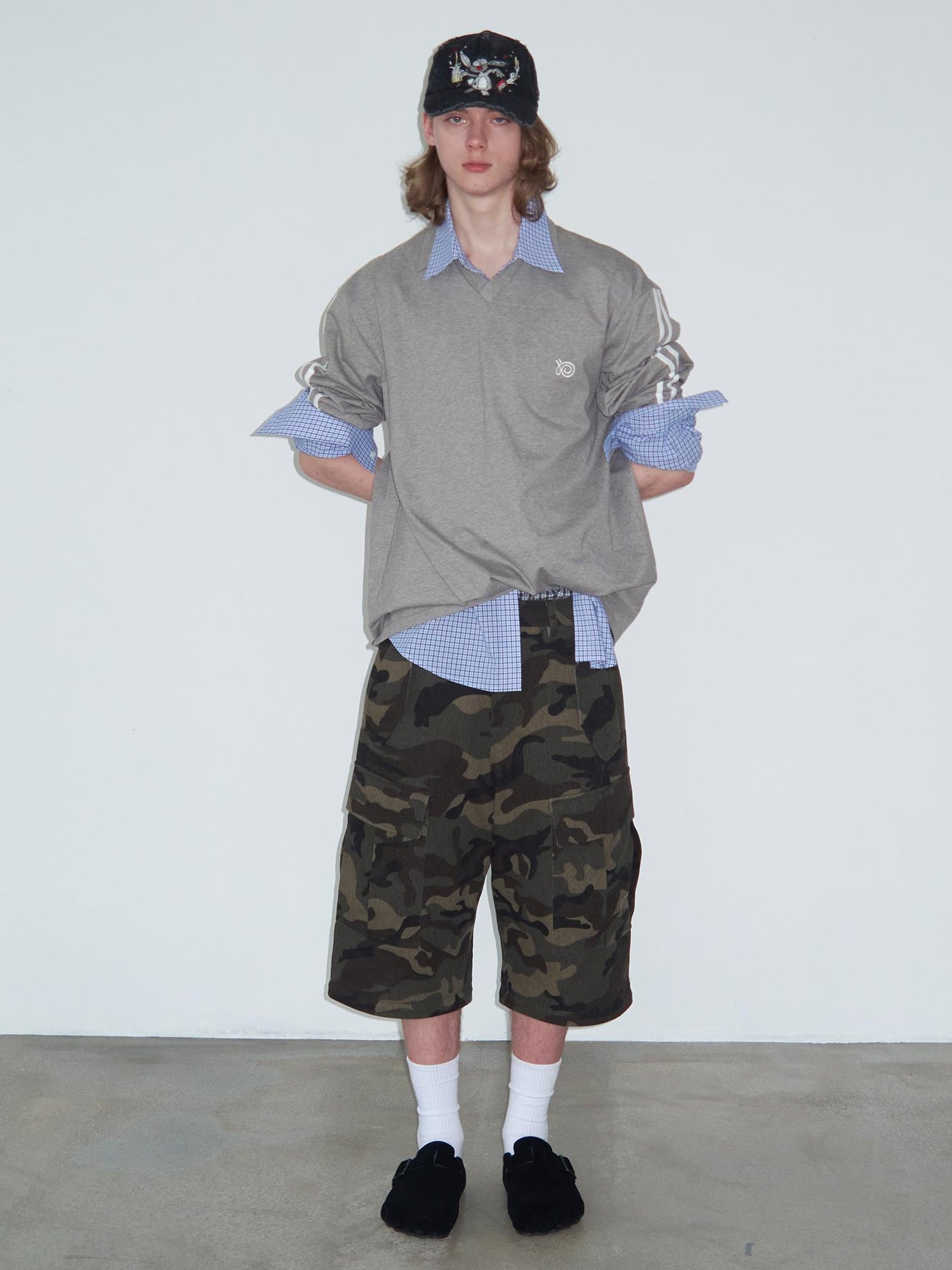 Delivery Polo Collar Embroidered Logo Long Sleeve T-Shirt Casual Loose Fit