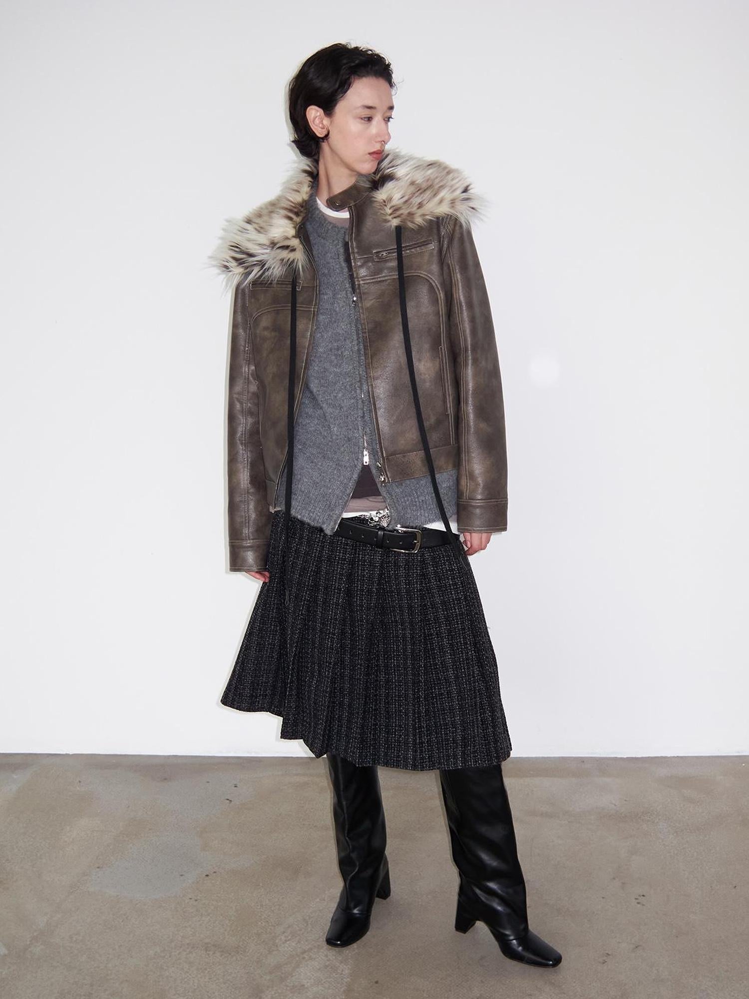 Delivery Short Pu Biker Jacket With Stand Collar