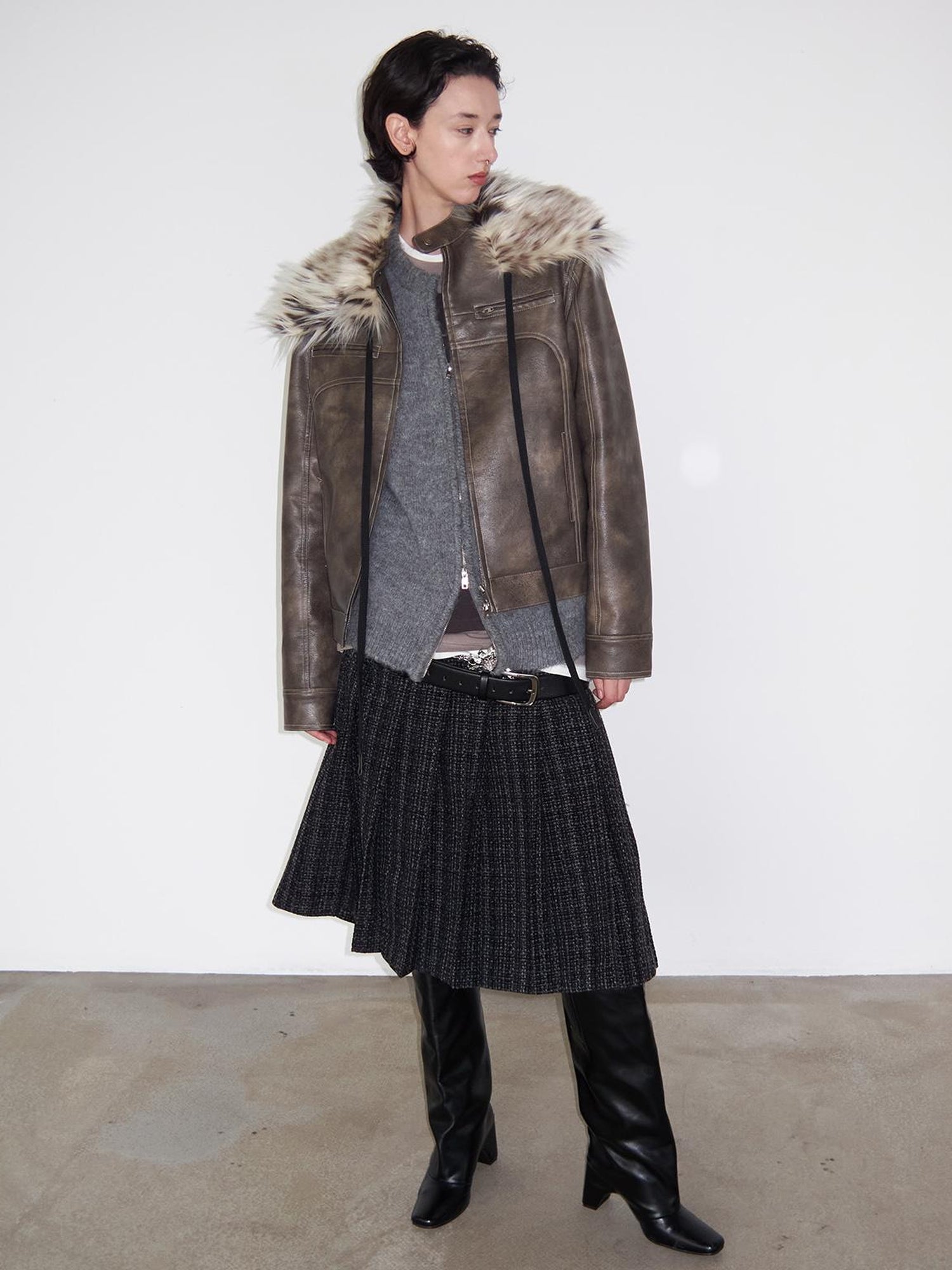 Delivery Short Pu Biker Jacket With Stand Collar