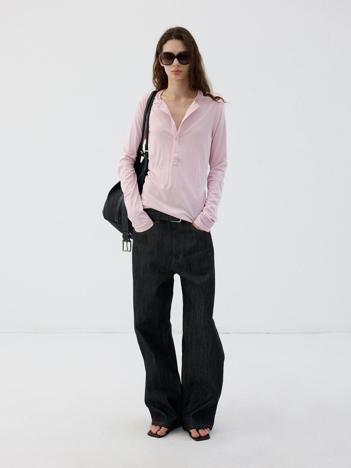 Delivery Slim Fit Henley Neck Lyocell Wool Women&