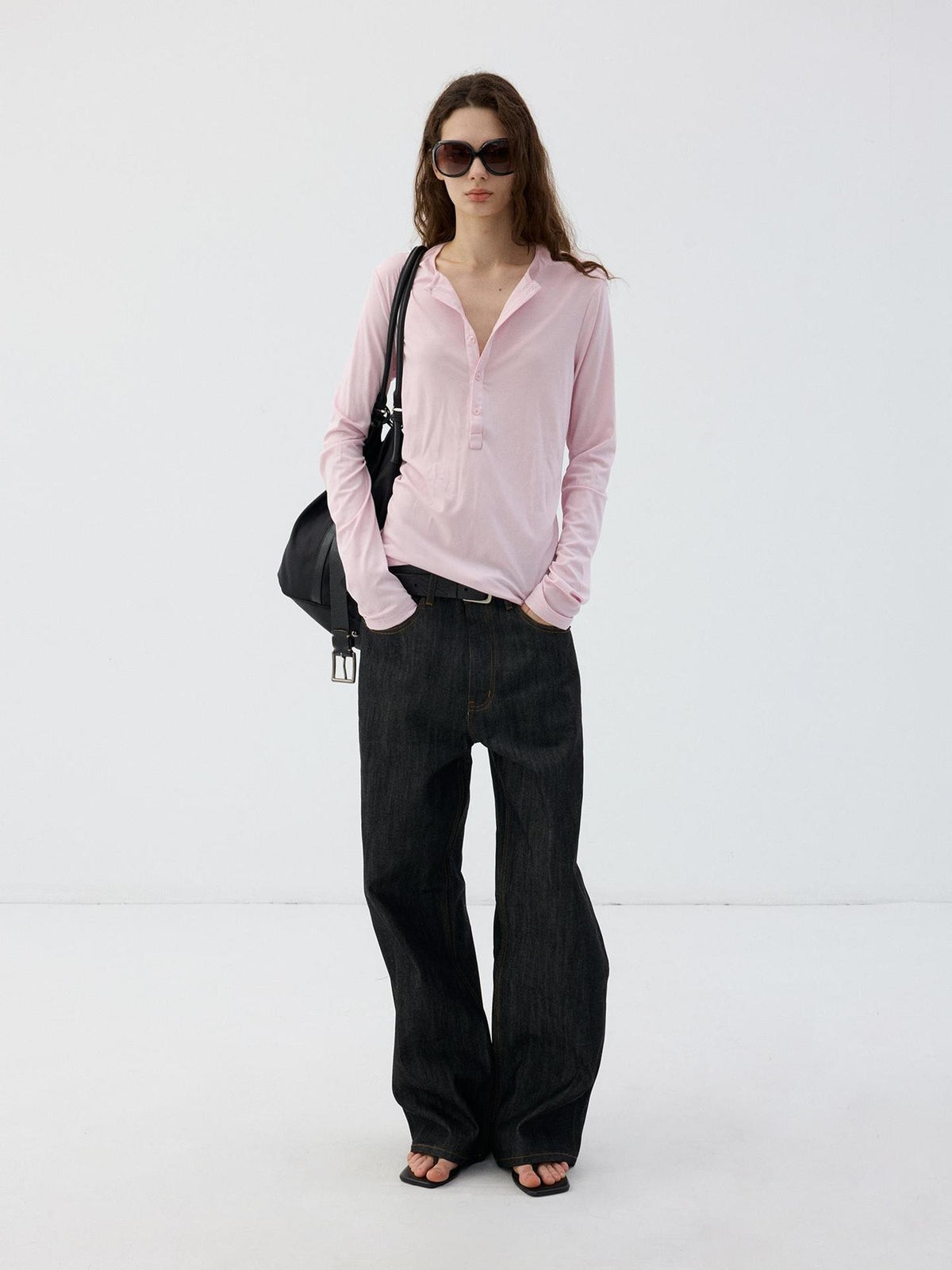 Delivery Slim Fit Henley Neck Lyocell Wool Women&
