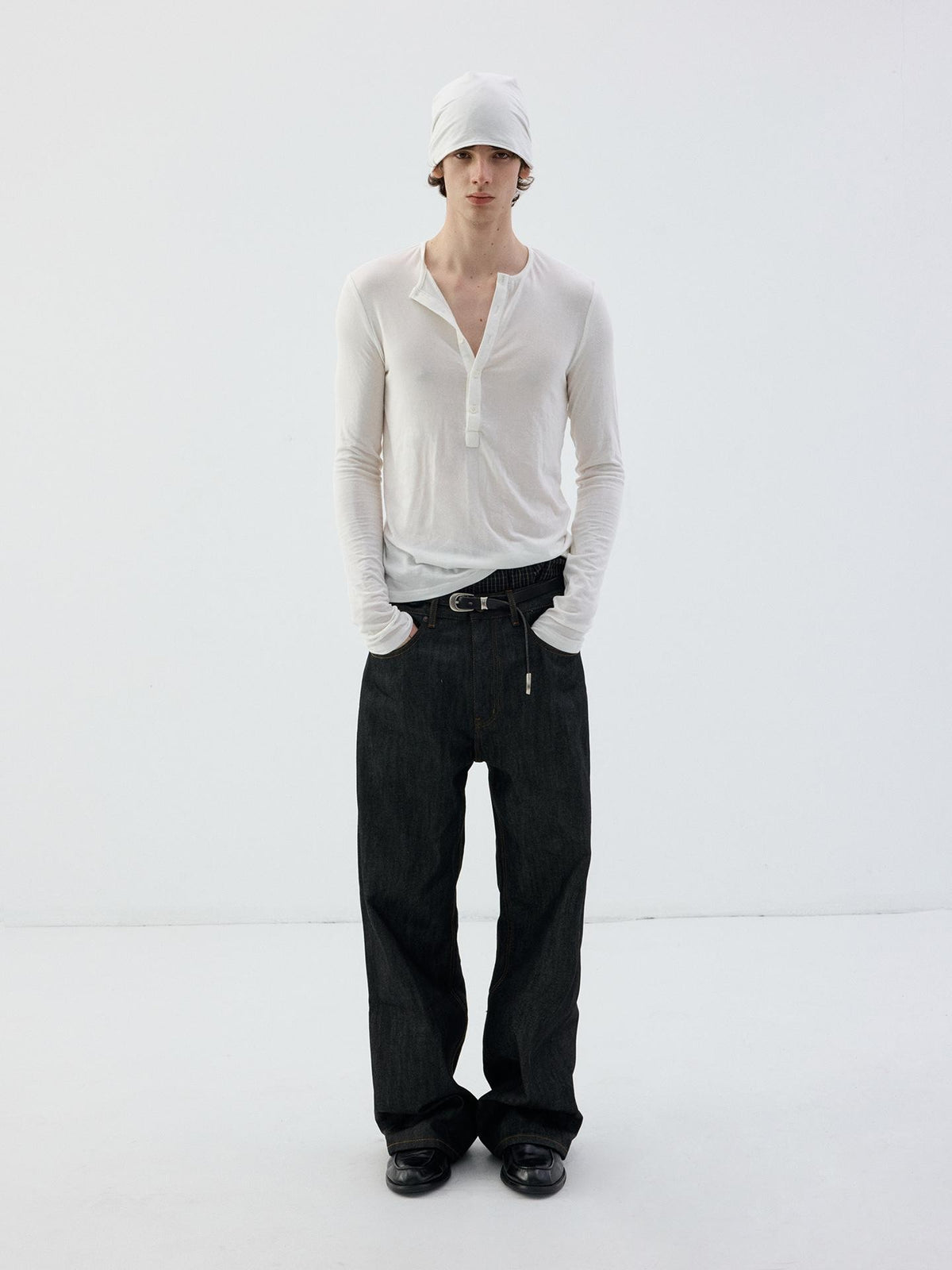 Delivery Slim Fit Henley Neck Lyocell Wool Women&