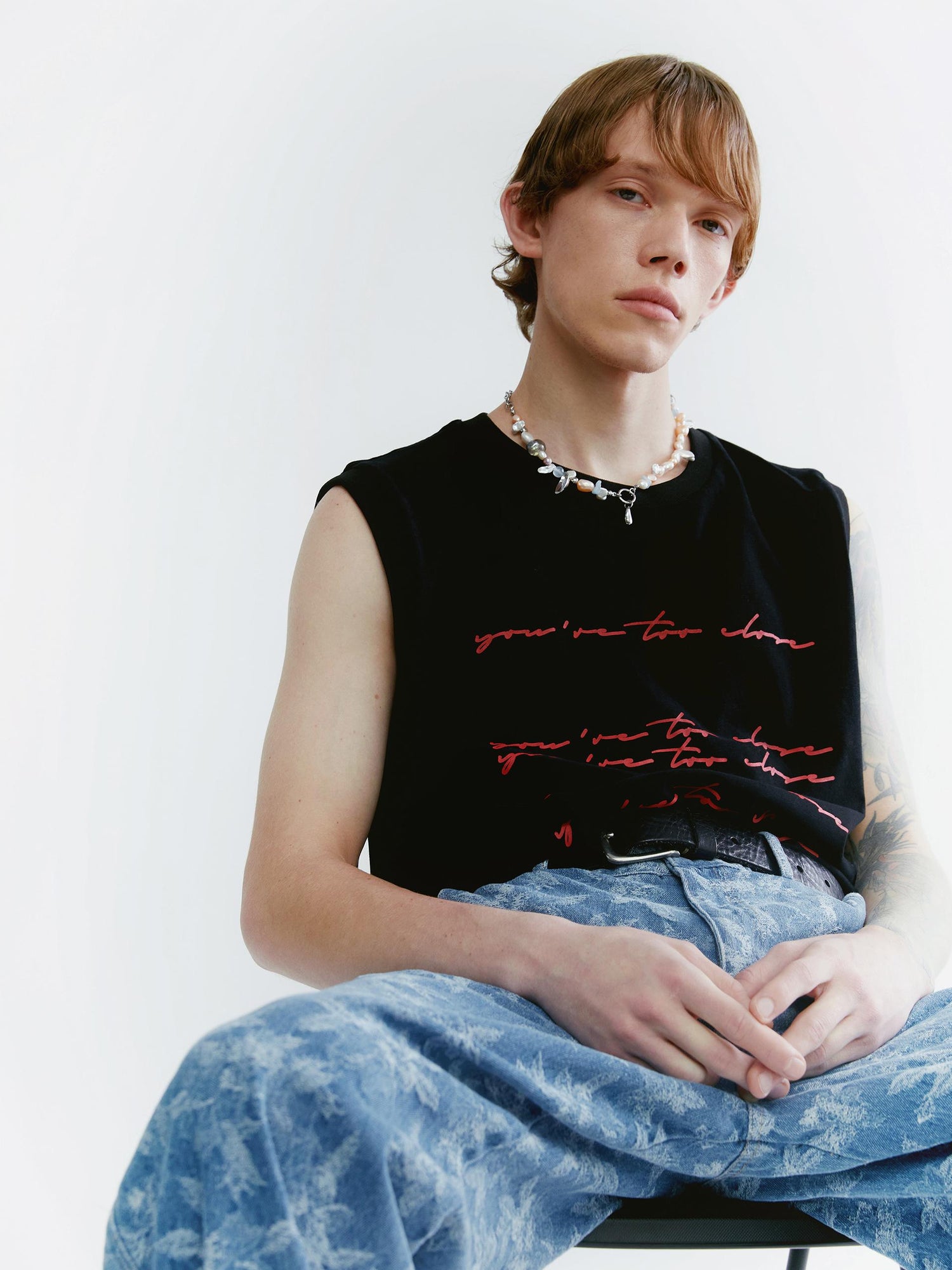 Delivery Street Print Sleeveless Tee Relaxed Fit Vest