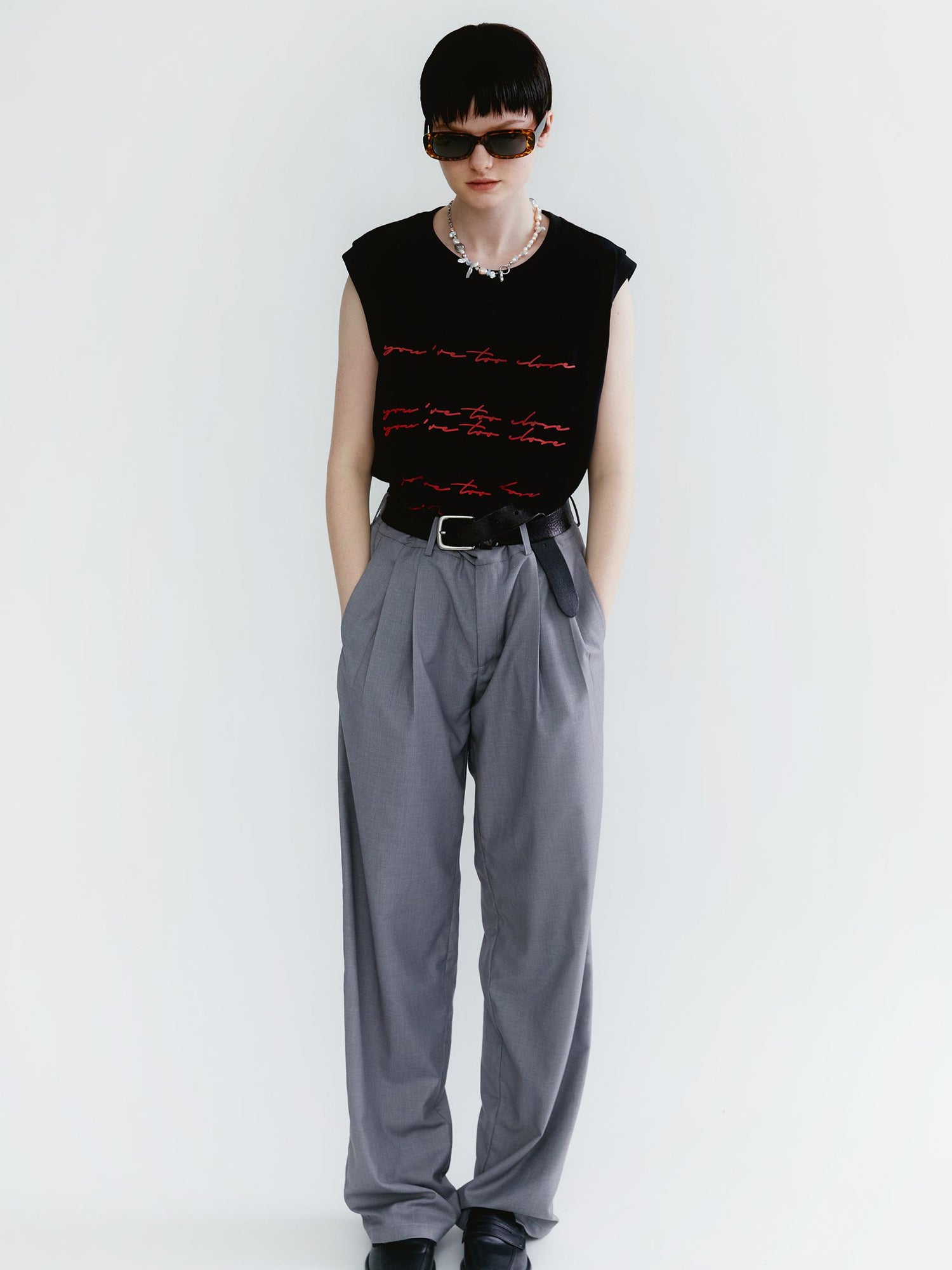 Delivery Street Print Sleeveless Tee Relaxed Fit Vest