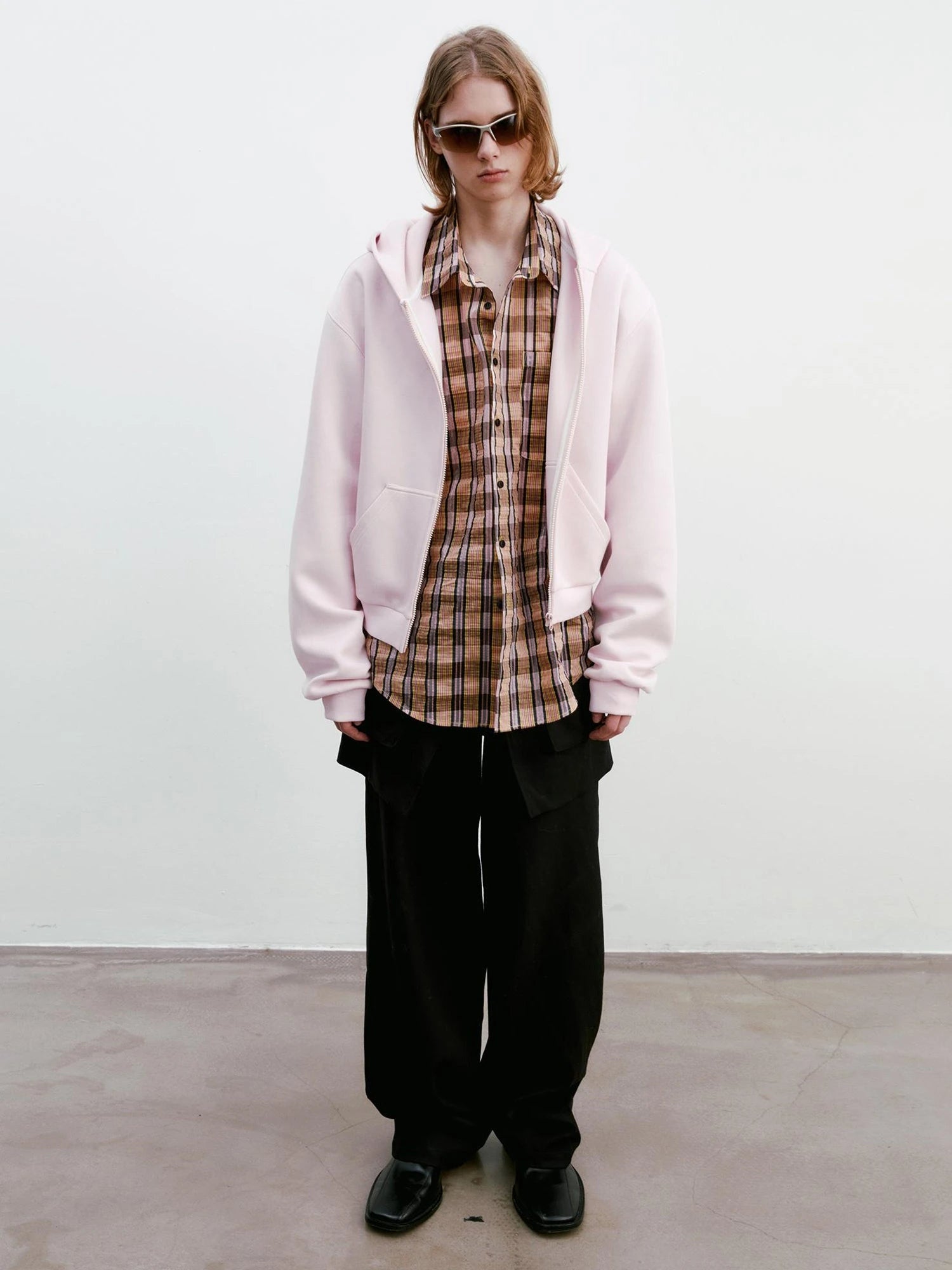 Textured Bubble Yarn Checkered Shirt With Sheen