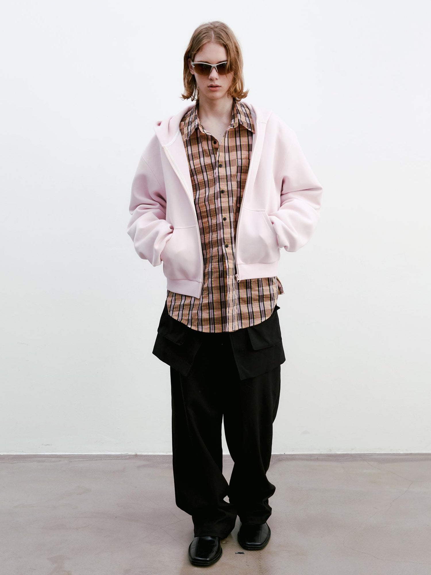 Delivery Textured Bubble Yarn Checkered Shirt With Sheen