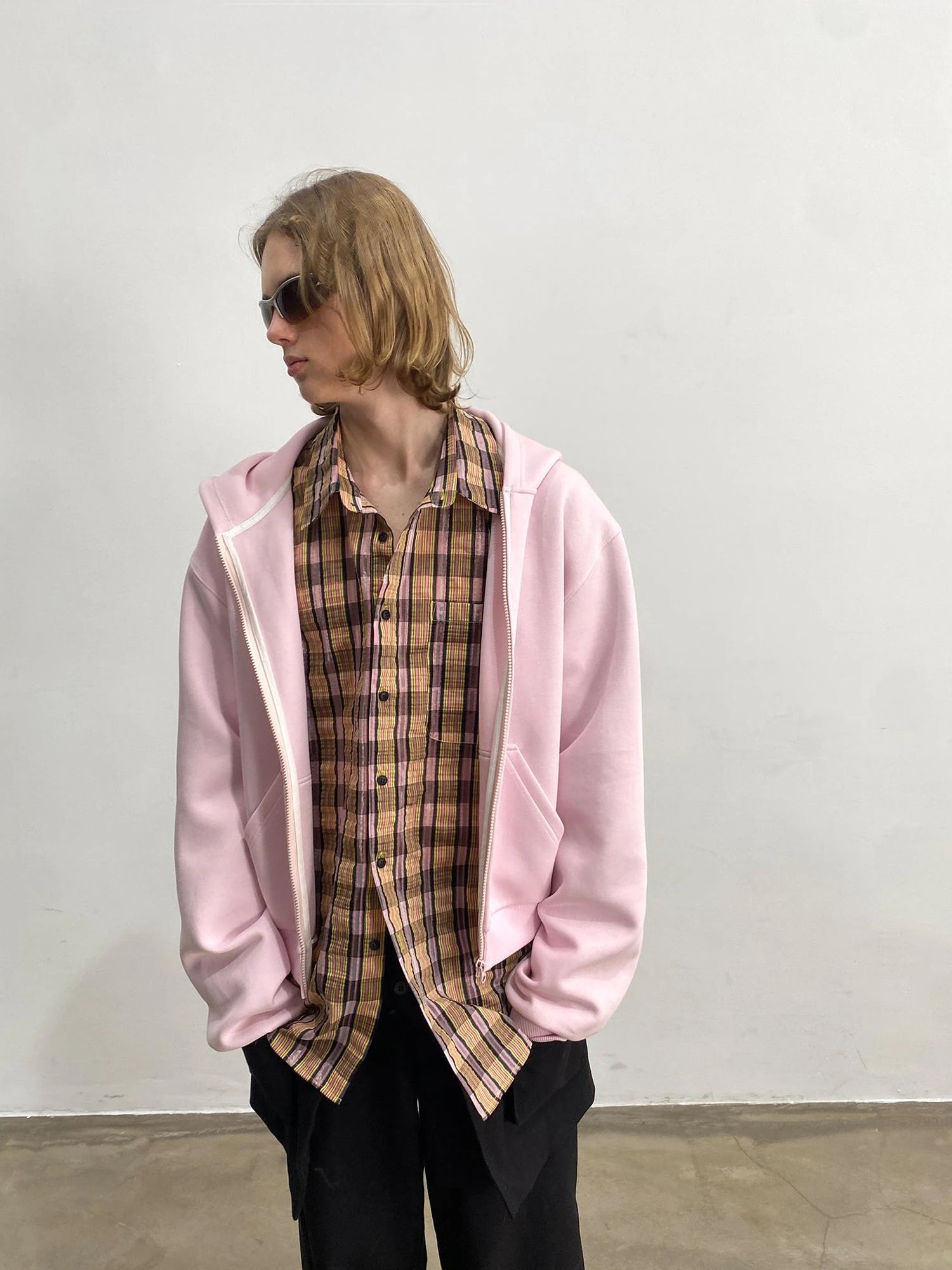 Textured Bubble Yarn Checkered Shirt With Sheen