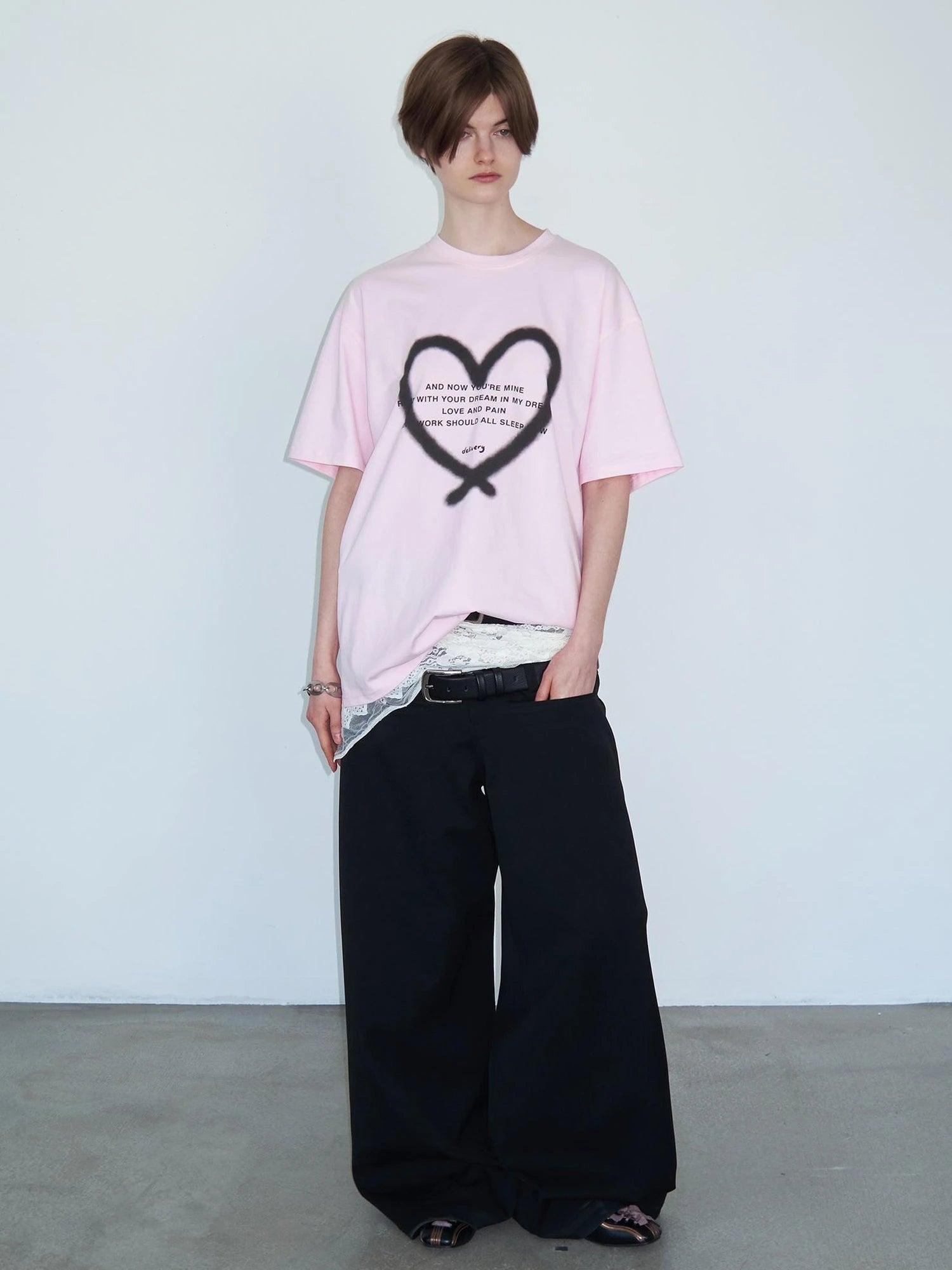 Triple Waist Seam Black Wide Leg Trousers Relaxed Fit