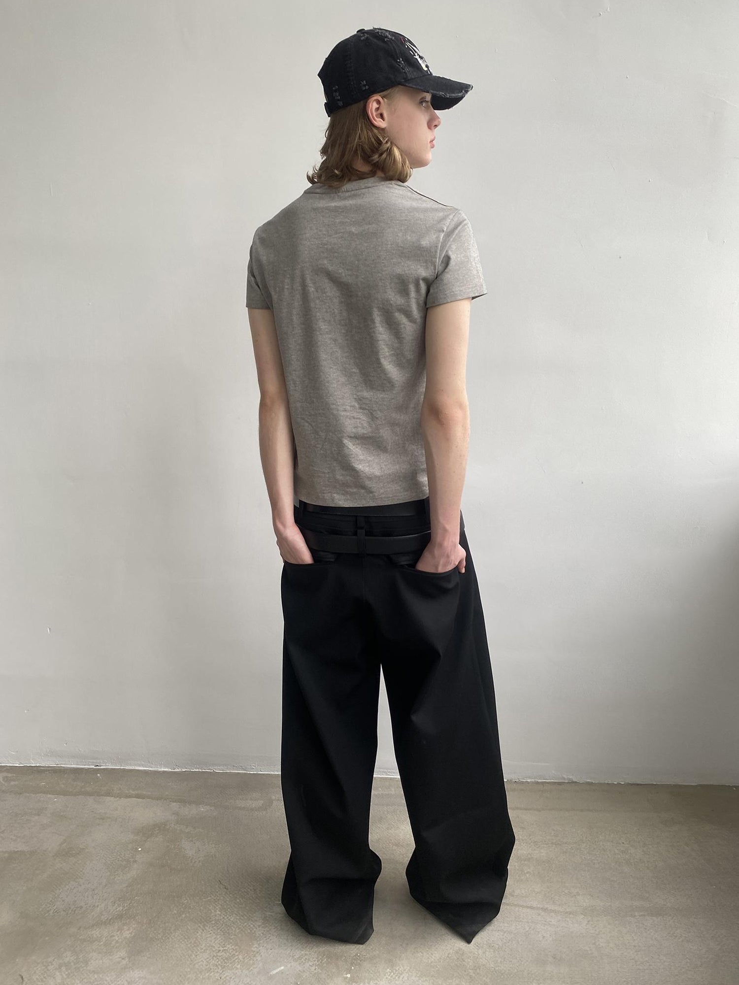 Delivery Triple Waist Seam Black Wide Leg Trousers Relaxed Fit