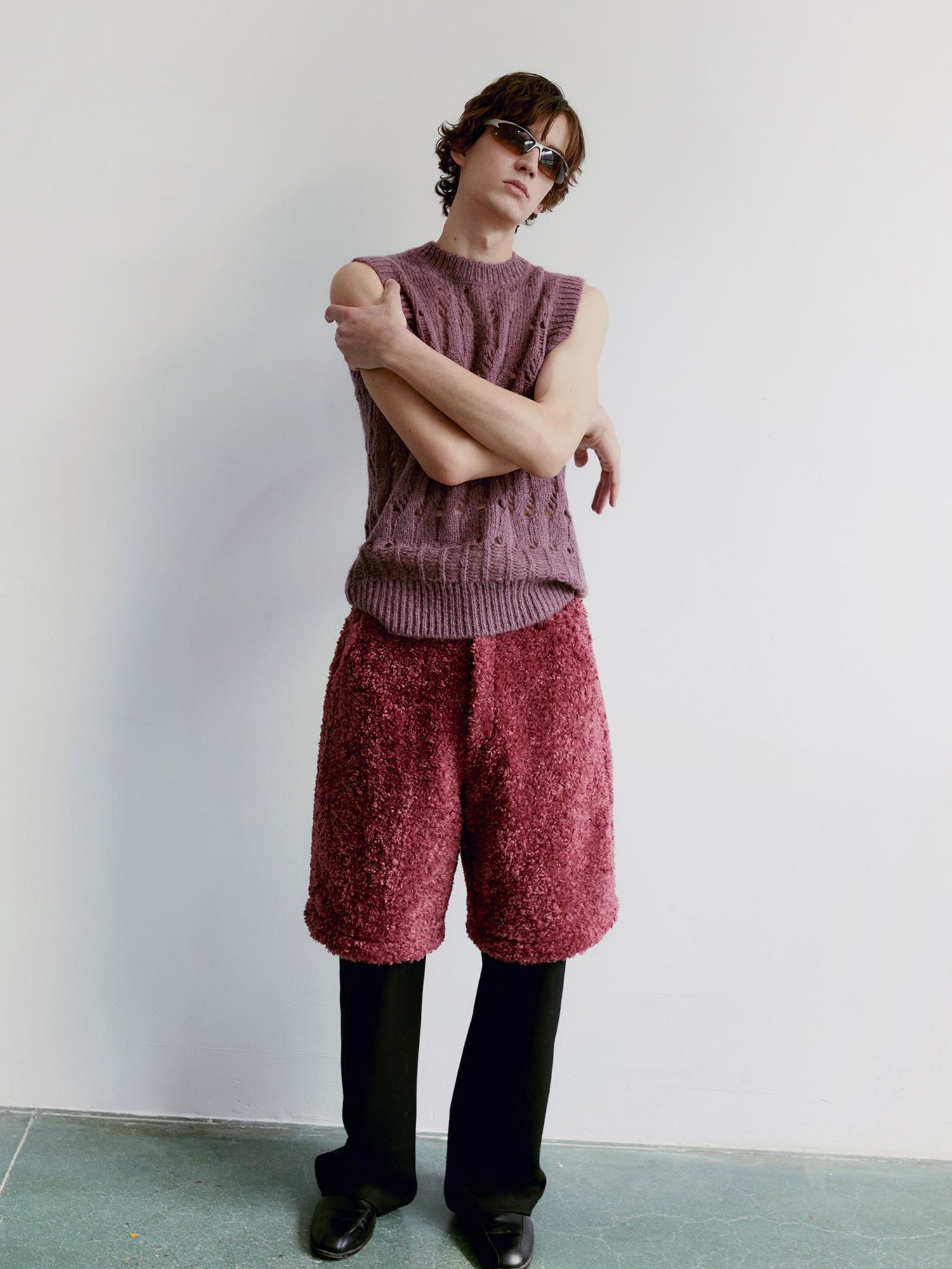 Delivery V-Neck Grape Purple Cutout Mohair Wool Vest