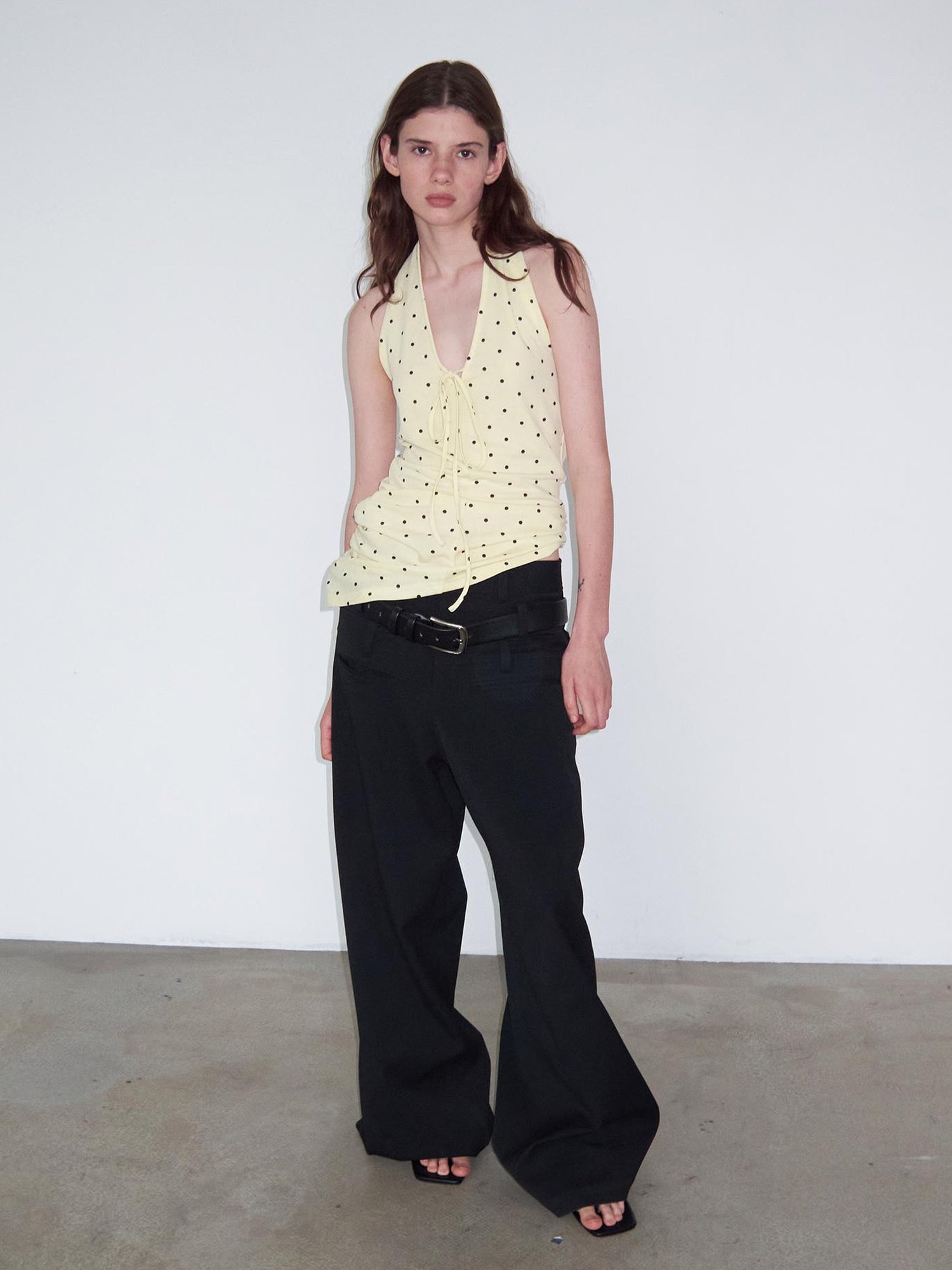 Delivery V-Neck Polka Dot Backless Knit Camisole Top