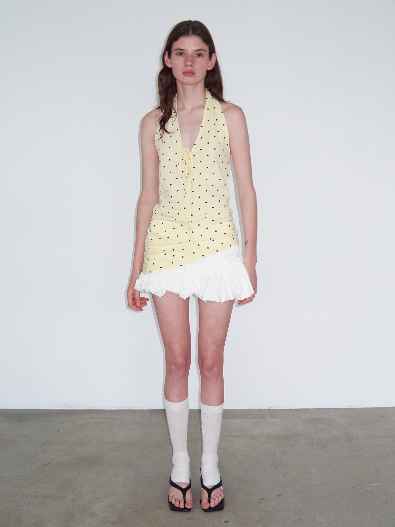 Delivery V-Neck Polka Dot Backless Knit Camisole Top