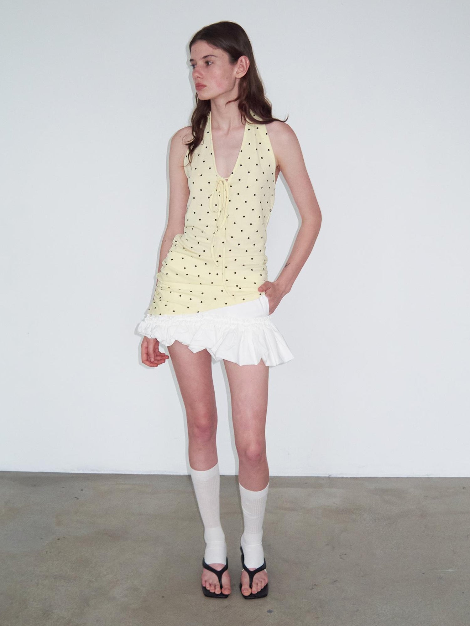 Delivery V-Neck Polka Dot Backless Knit Camisole Top