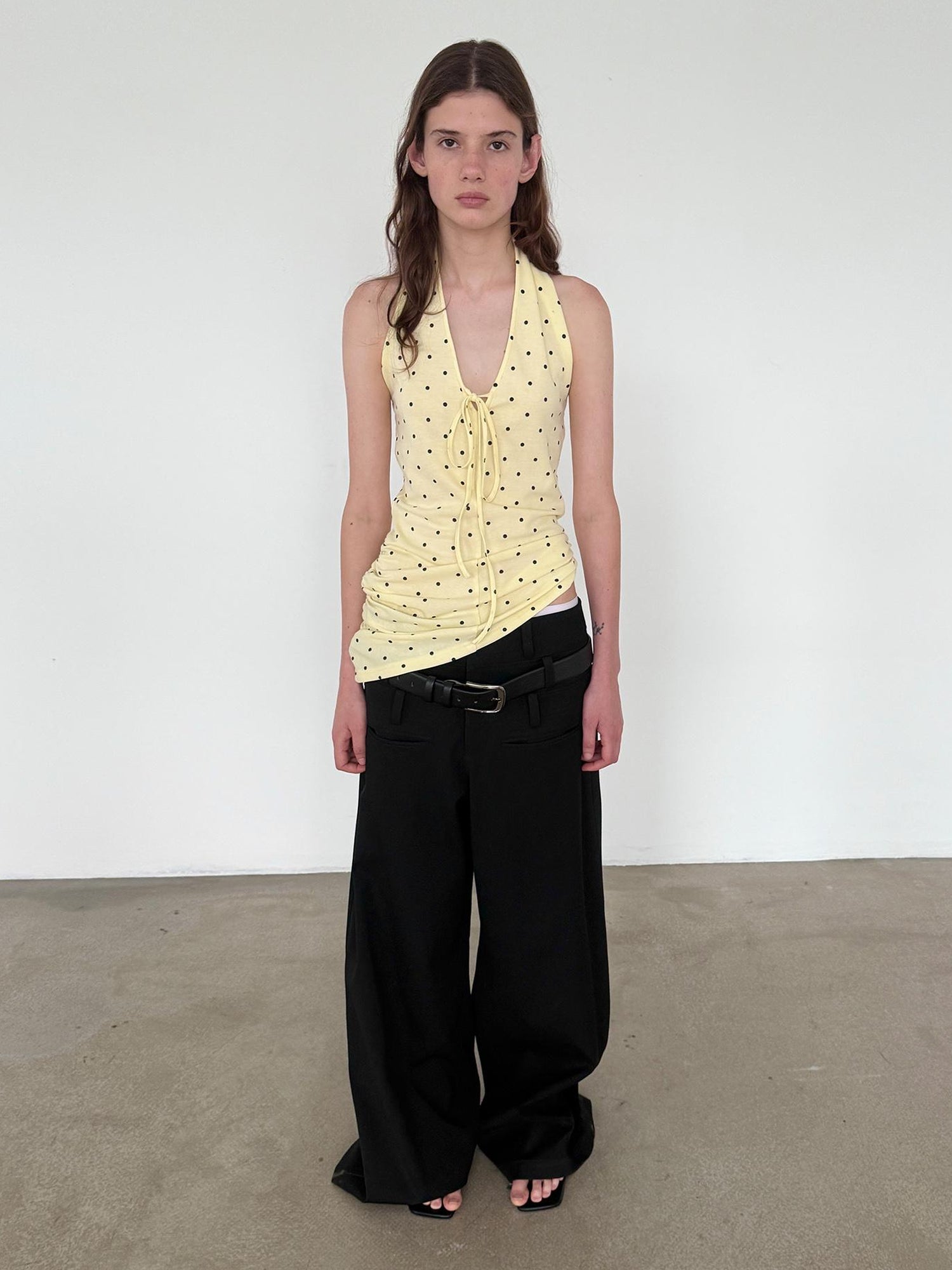 Delivery V-Neck Polka Dot Backless Knit Camisole Top