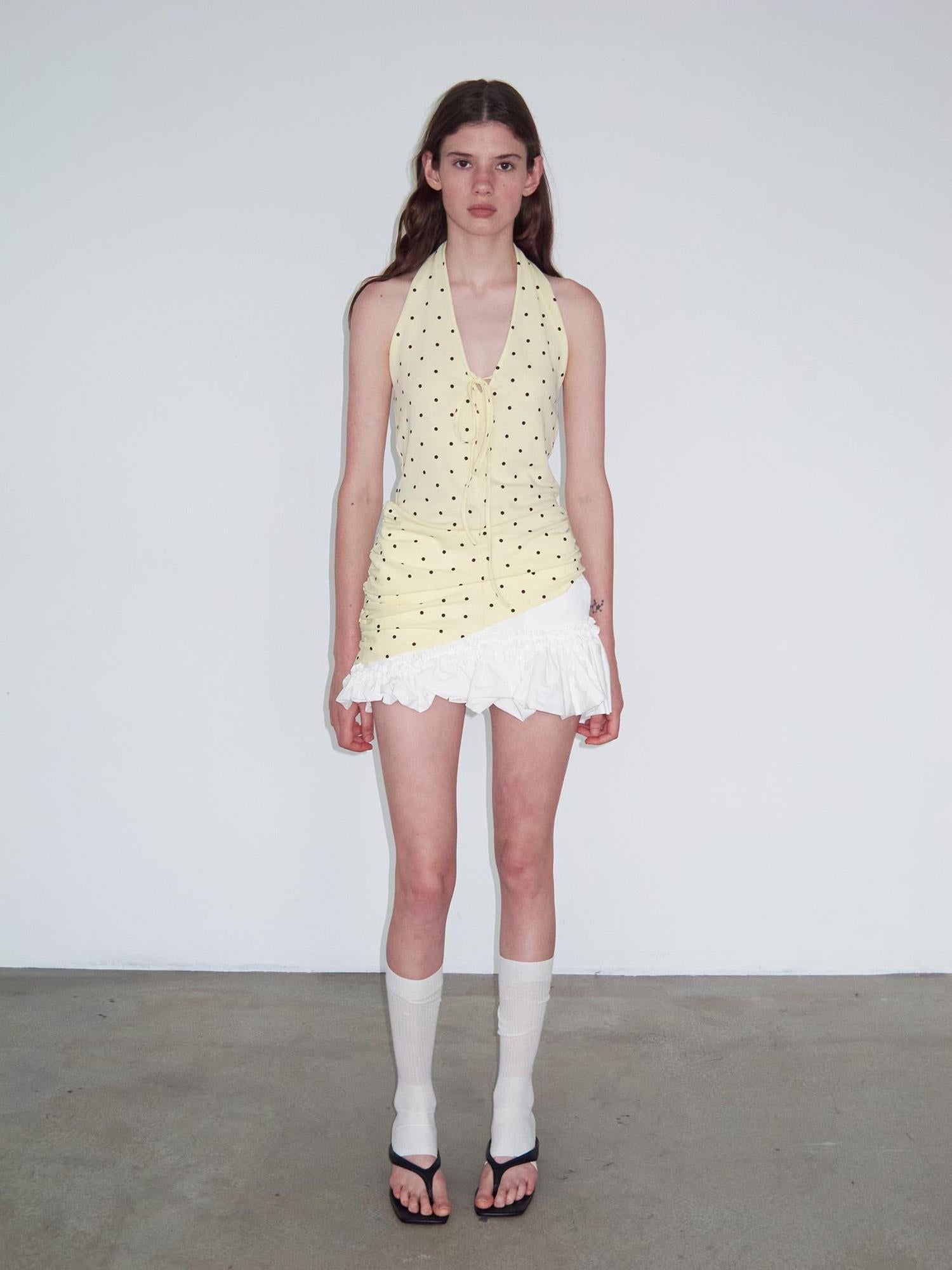 Delivery V-Neck Polka Dot Backless Knit Camisole Top