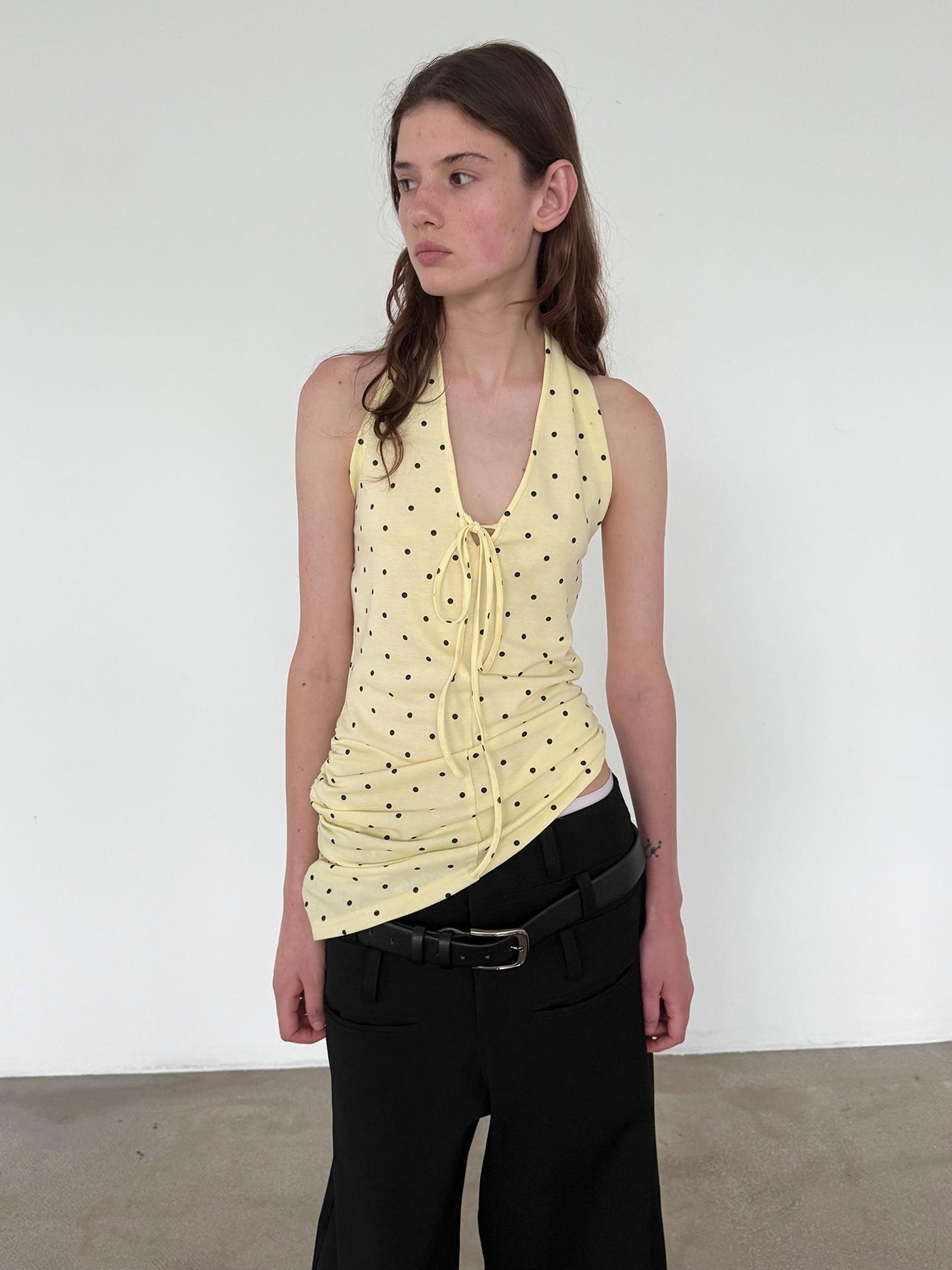 Delivery V-Neck Polka Dot Backless Knit Camisole Top