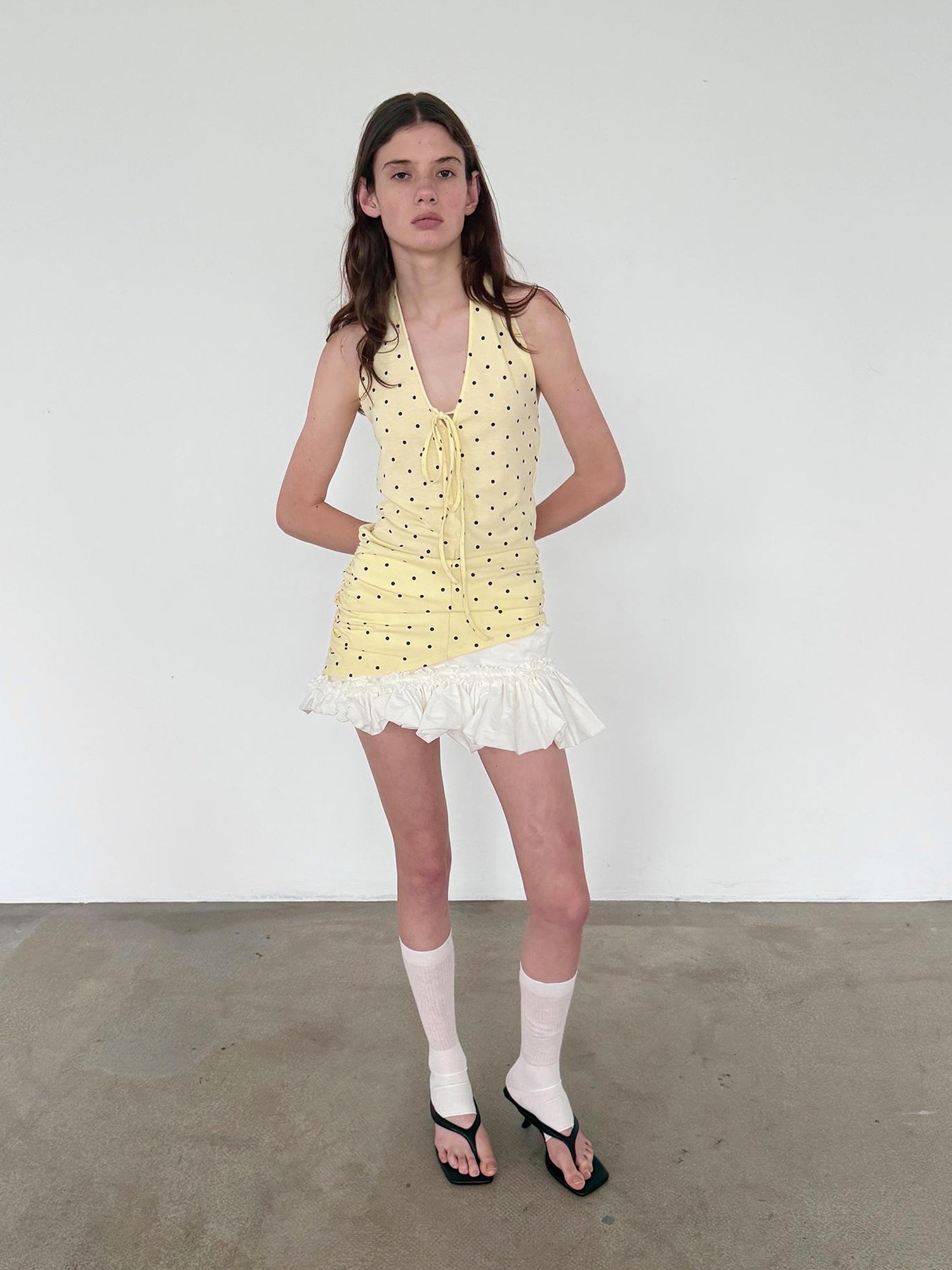 Delivery V-Neck Polka Dot Backless Knit Camisole Top