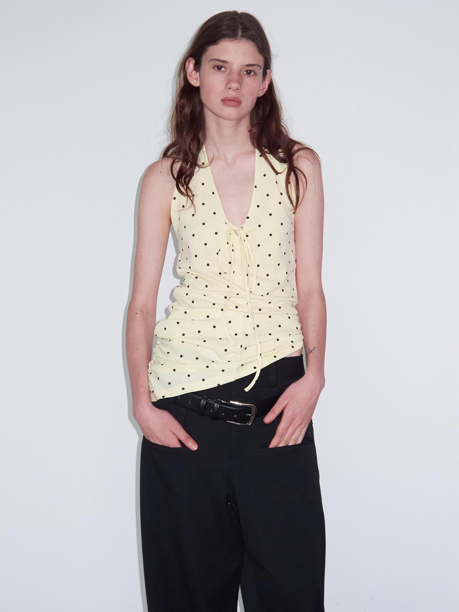 Delivery V-Neck Polka Dot Backless Knit Camisole Top