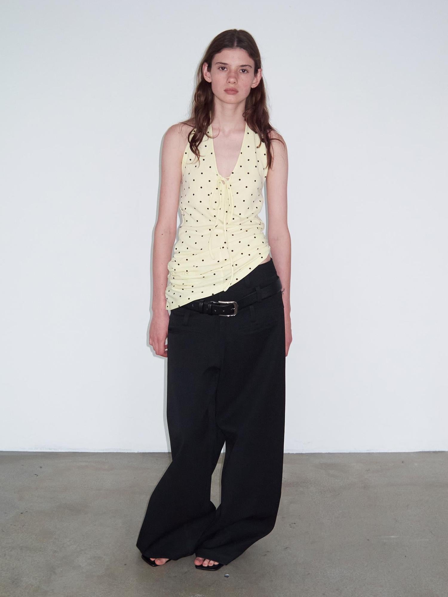 Delivery V-Neck Polka Dot Backless Knit Camisole Top