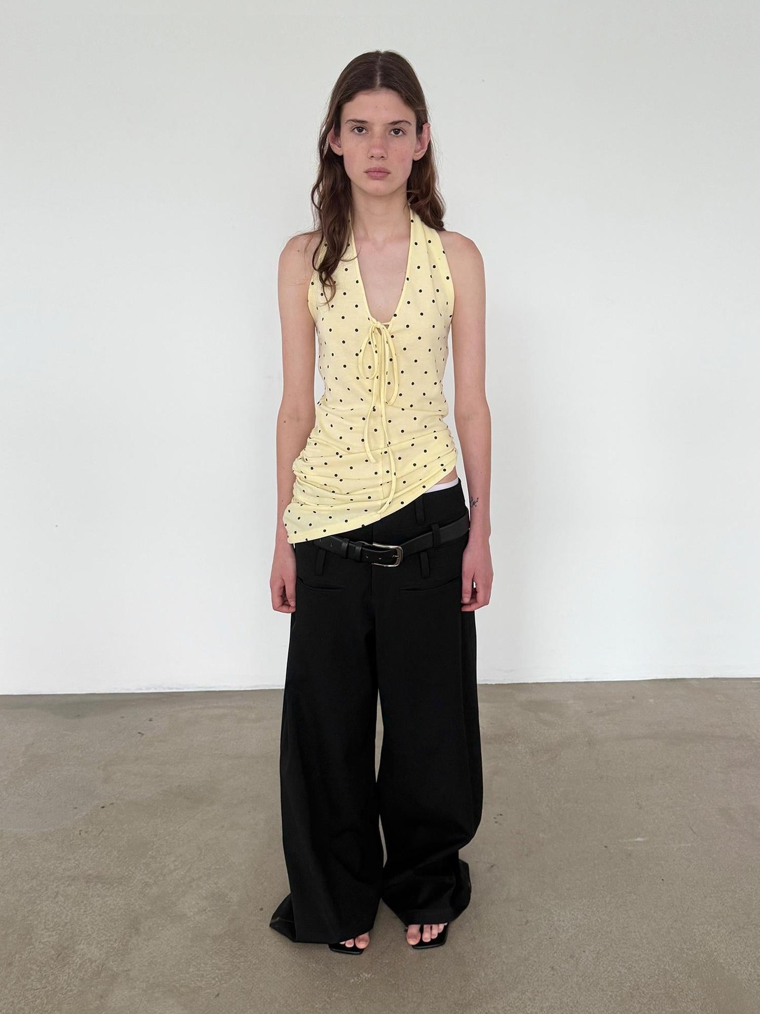 Delivery V-Neck Polka Dot Backless Knit Camisole Top