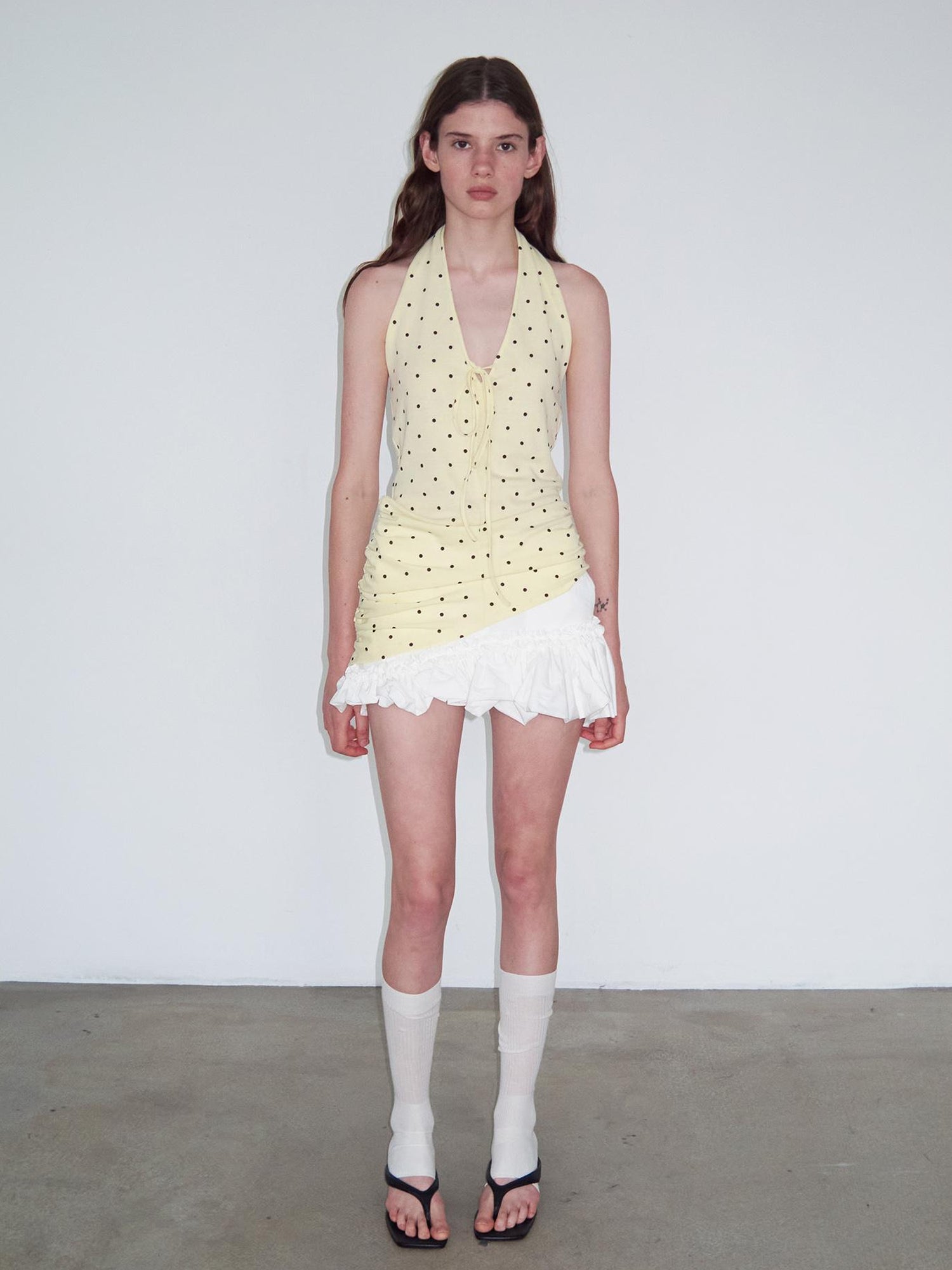 Delivery V-Neck Polka Dot Backless Knit Camisole Top