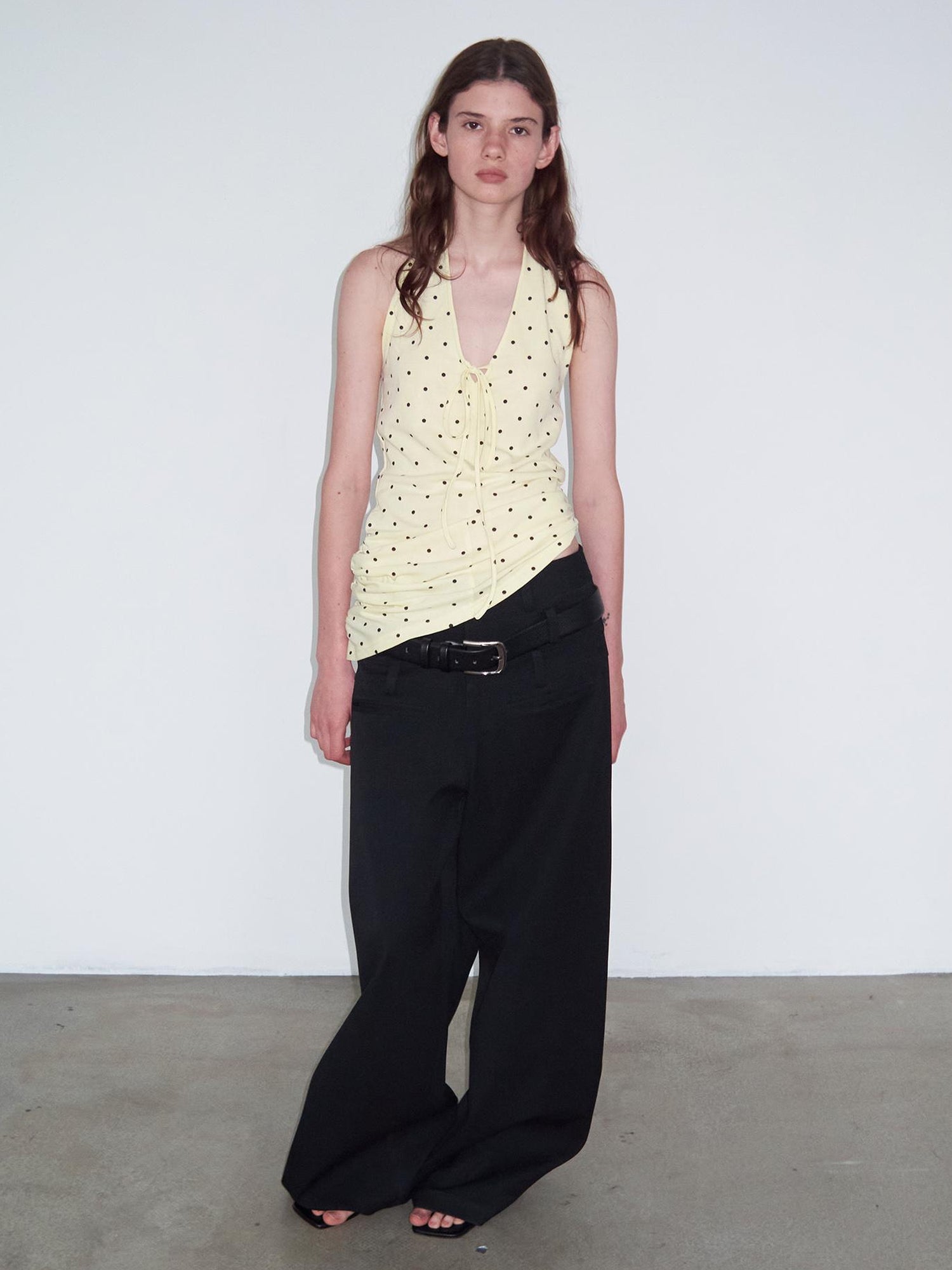 Delivery V-Neck Polka Dot Backless Knit Camisole Top