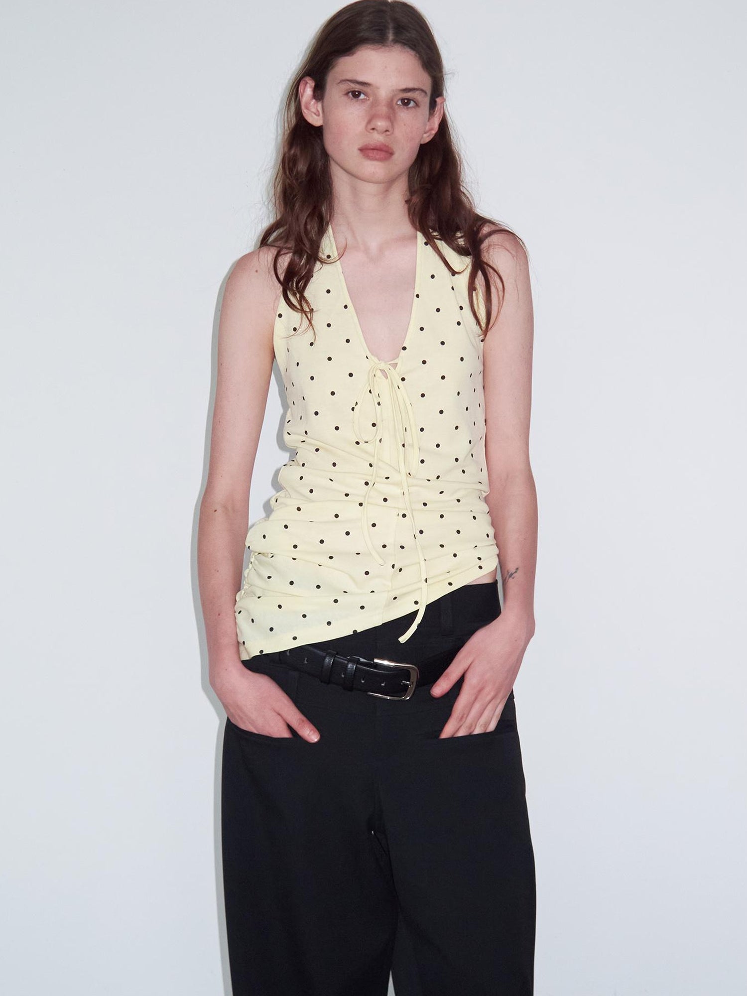 Delivery V-Neck Polka Dot Backless Knit Camisole Top