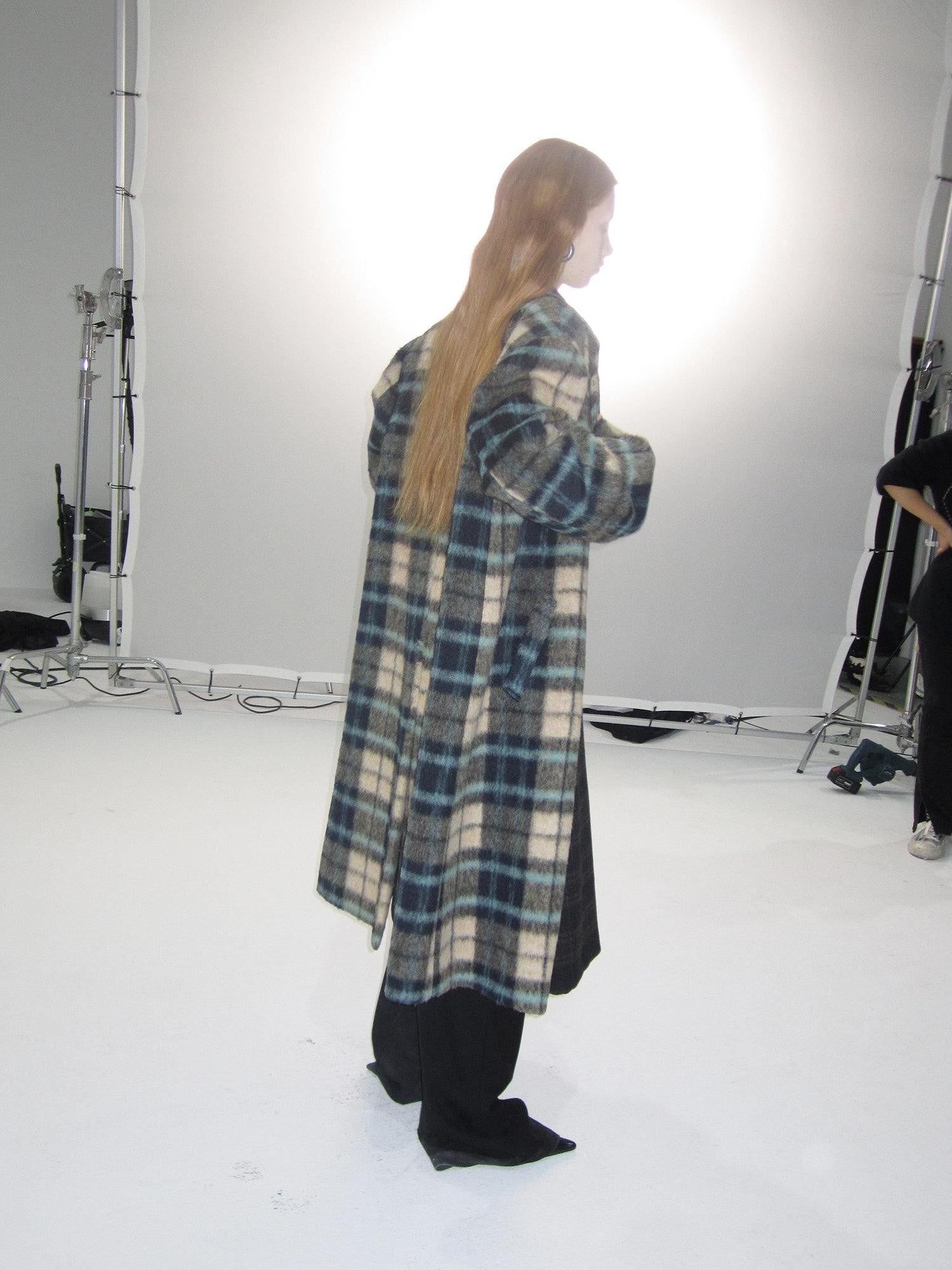 Delivery Vintage Blue Yellow Plaid Plush Texture Women&