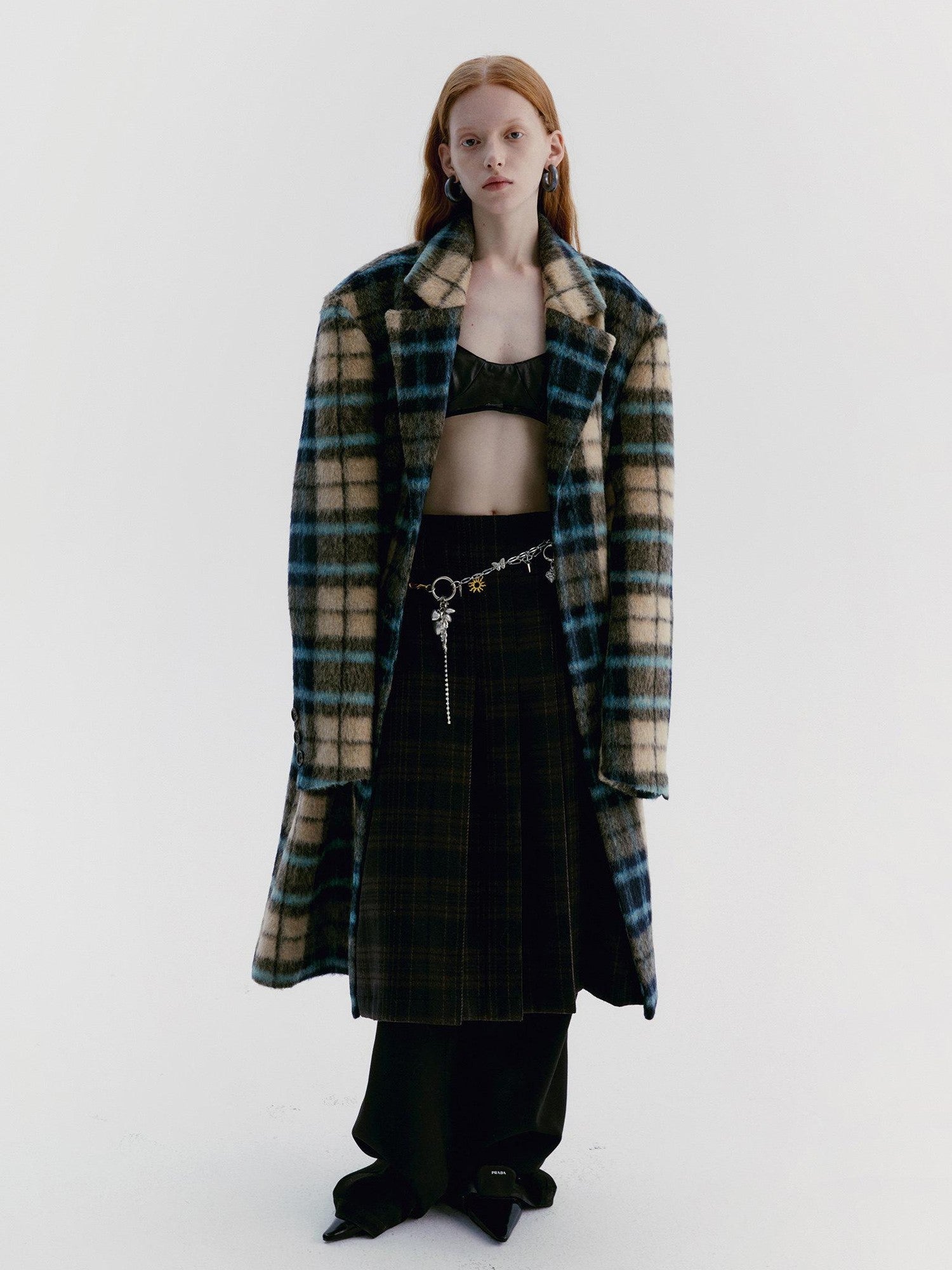 Delivery Vintage Blue Yellow Plaid Plush Texture Women&