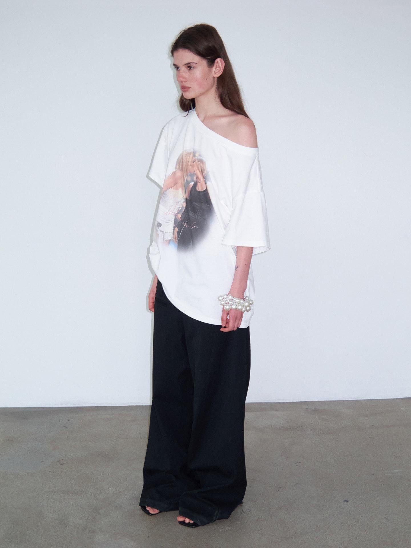 Delivery Vintage Century Kiss Print Asymmetric Women&
