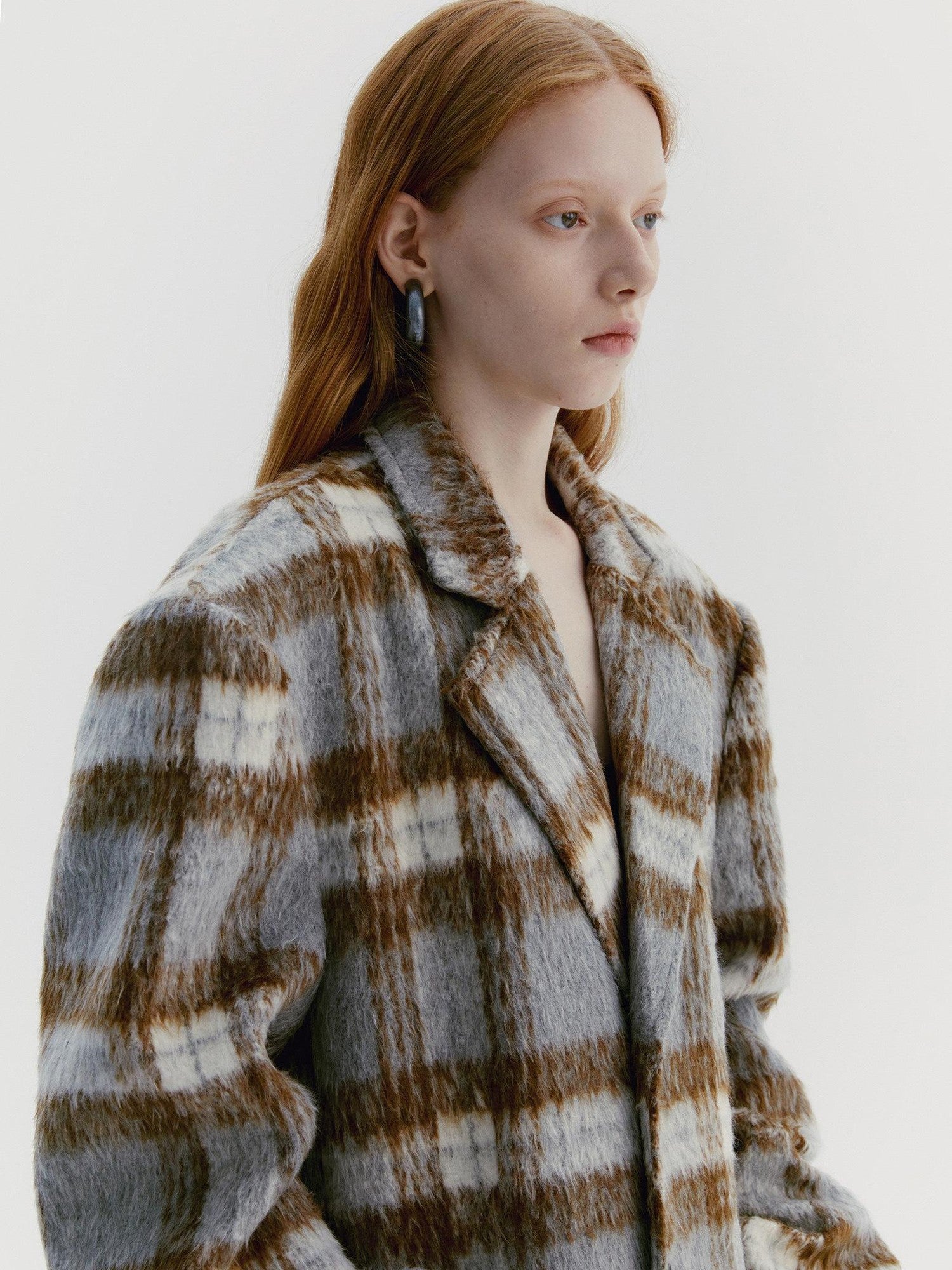 Delivery Vintage Grey Plaid Pleated Asymmetrical Women&