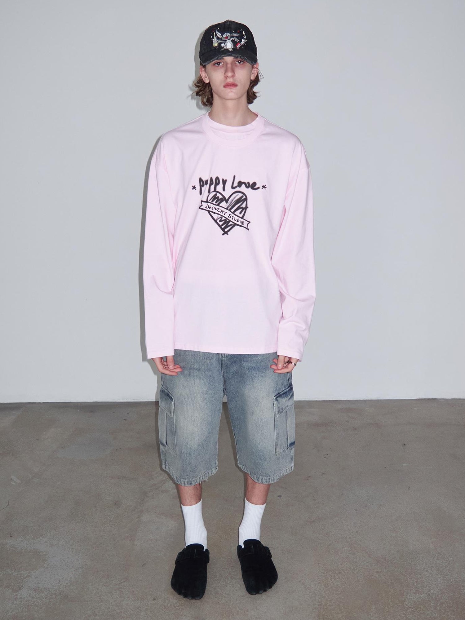 Delivery Vintage Light Blue Washed Denim Cargo Shorts Unisex