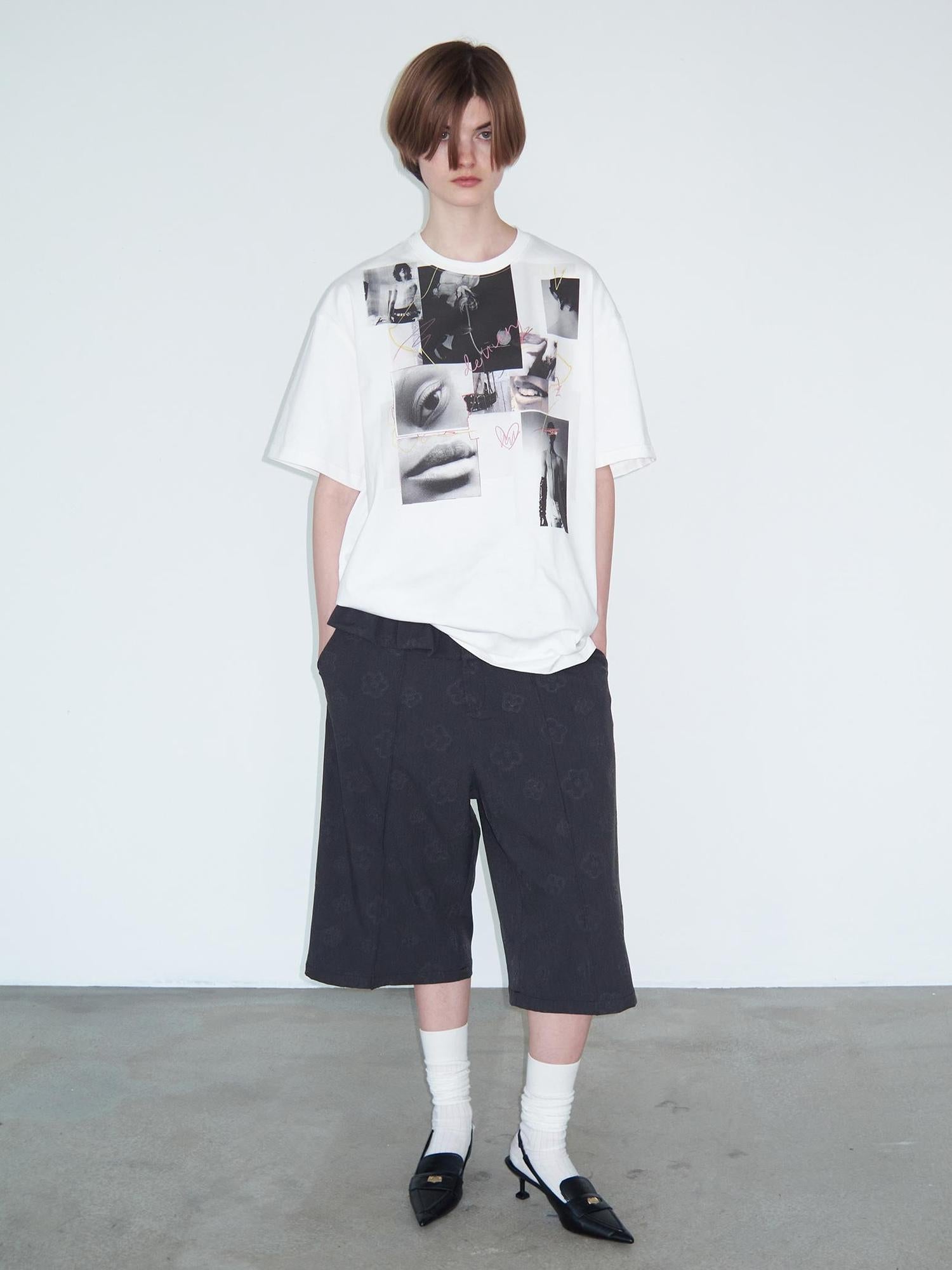 Delivery Vintage Photo Collage Doodle Print Tee