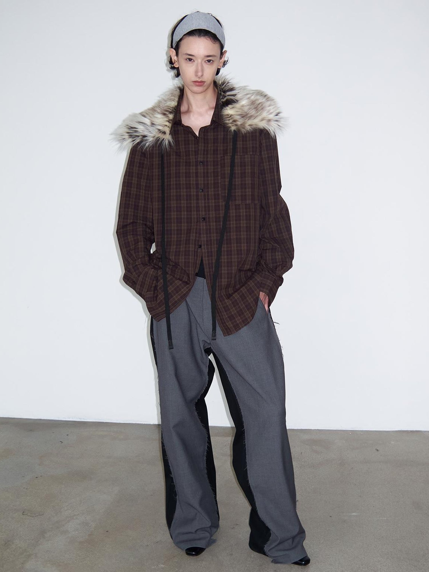 Delivery Vintage Plaid Red Brown Loose FiT-shirt