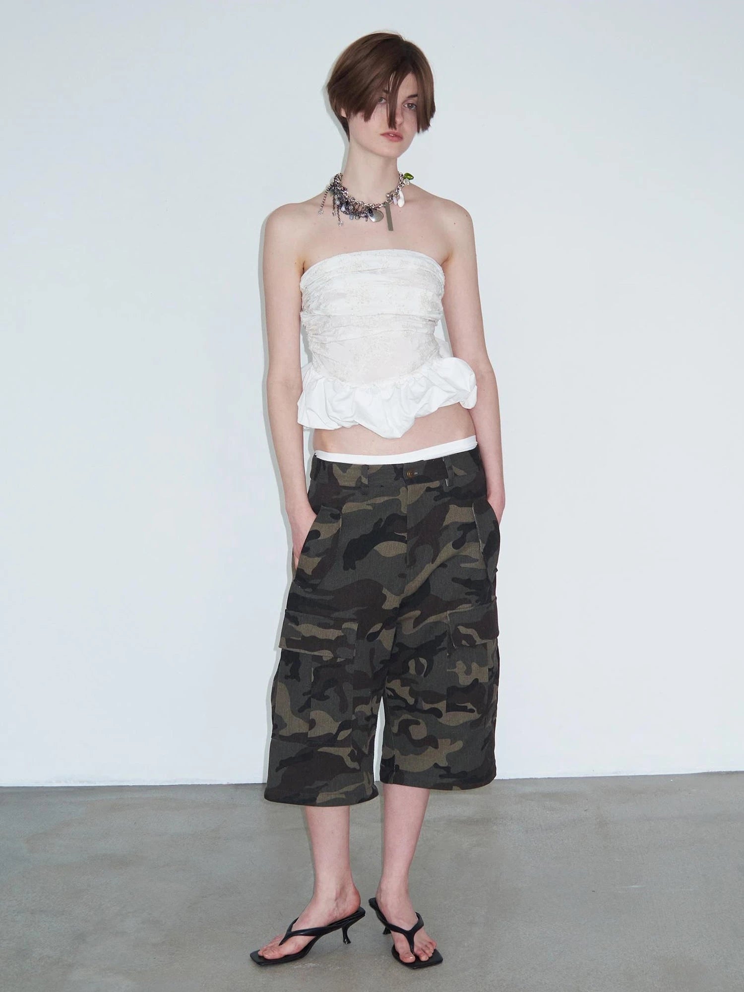 Vintage Washed Camo Cargo Pants Convertible Shorts