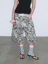 Delivery Vintage Washed Camo Cargo Shorts With Distressed Details