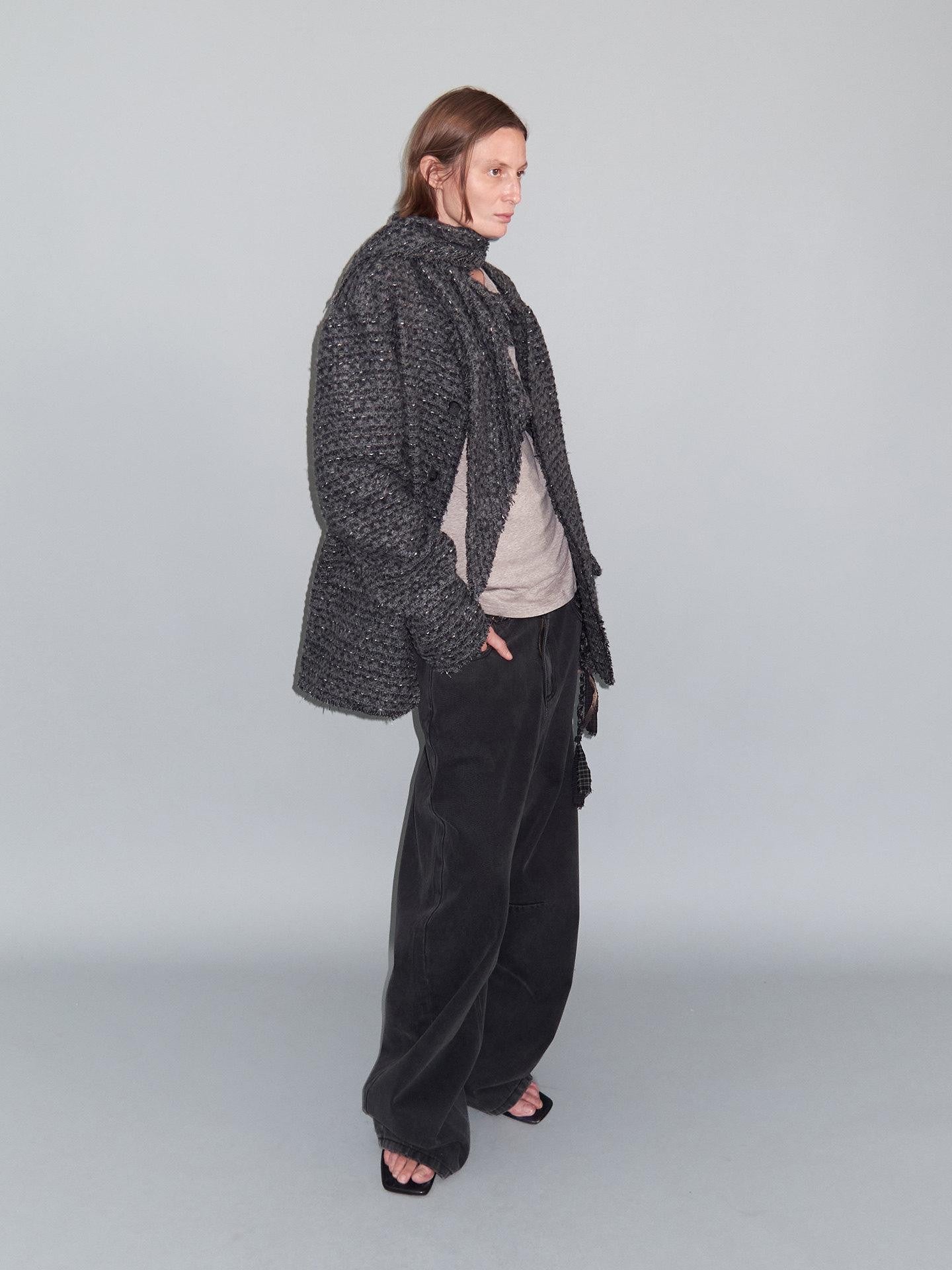 Delivery Washed Distressed Curved Cut Oversized Women&