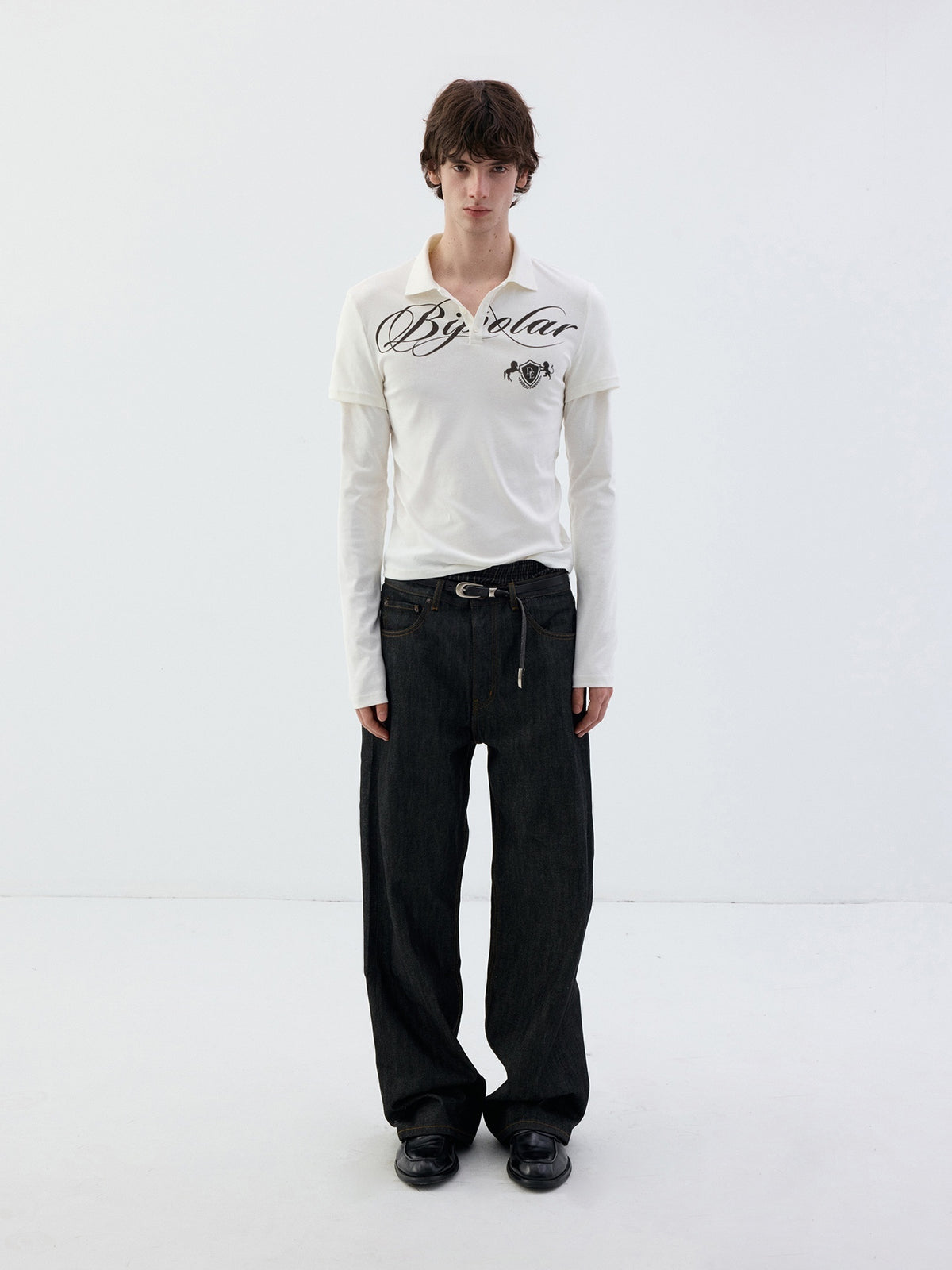 Delivery_White_Faux_Two_Piece_English_Print_Polo_Neck_Women&