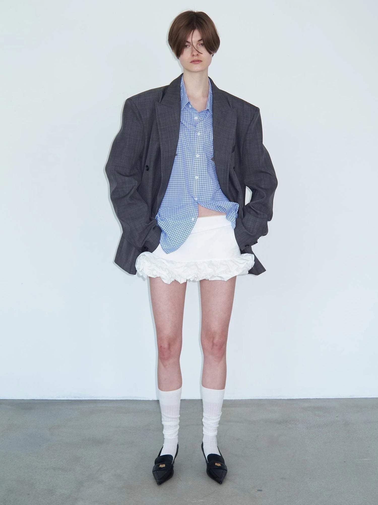 White Layered Ruffle Bloom Short Skirt