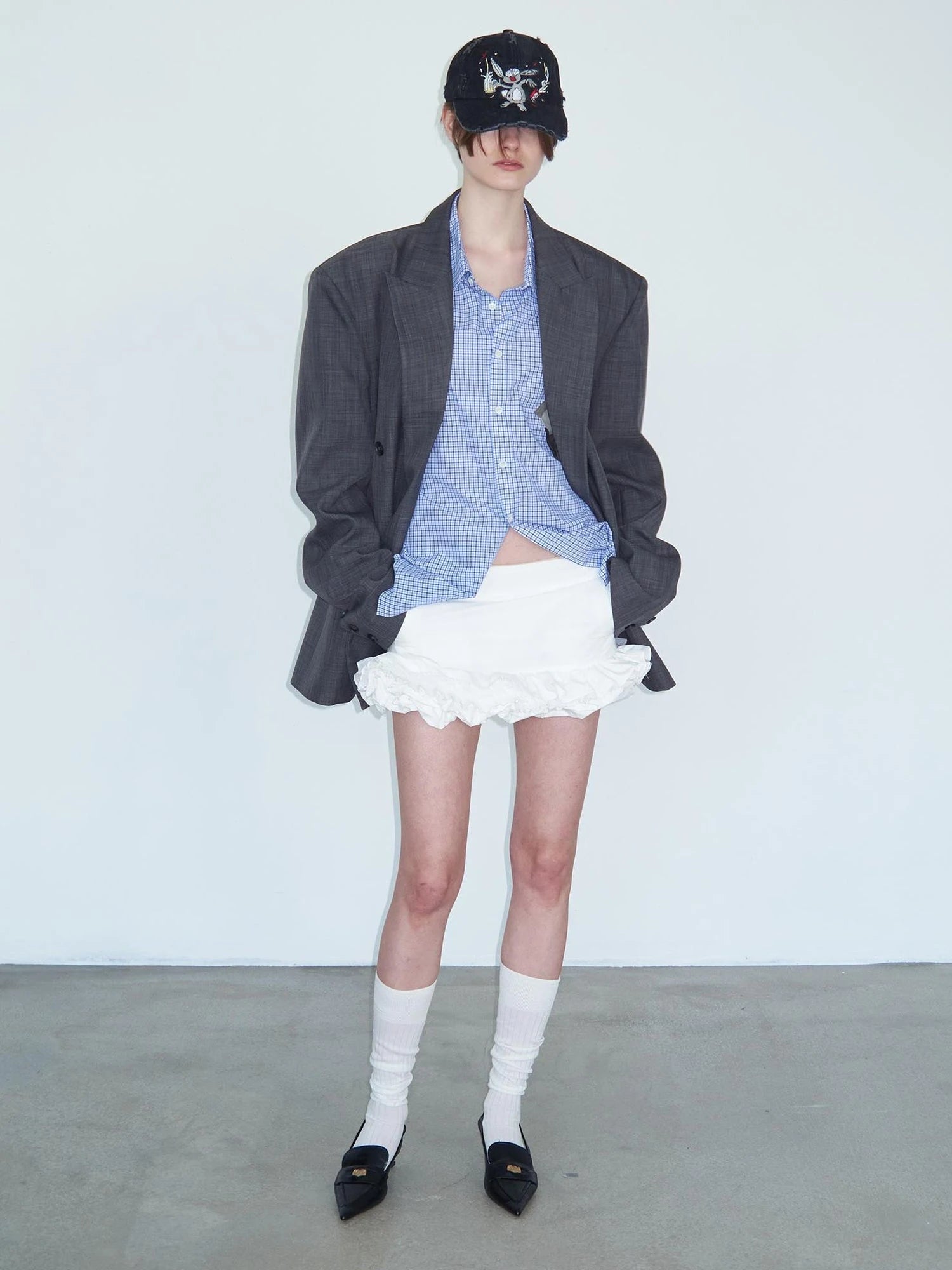 White Layered Ruffle Bloom Short Skirt