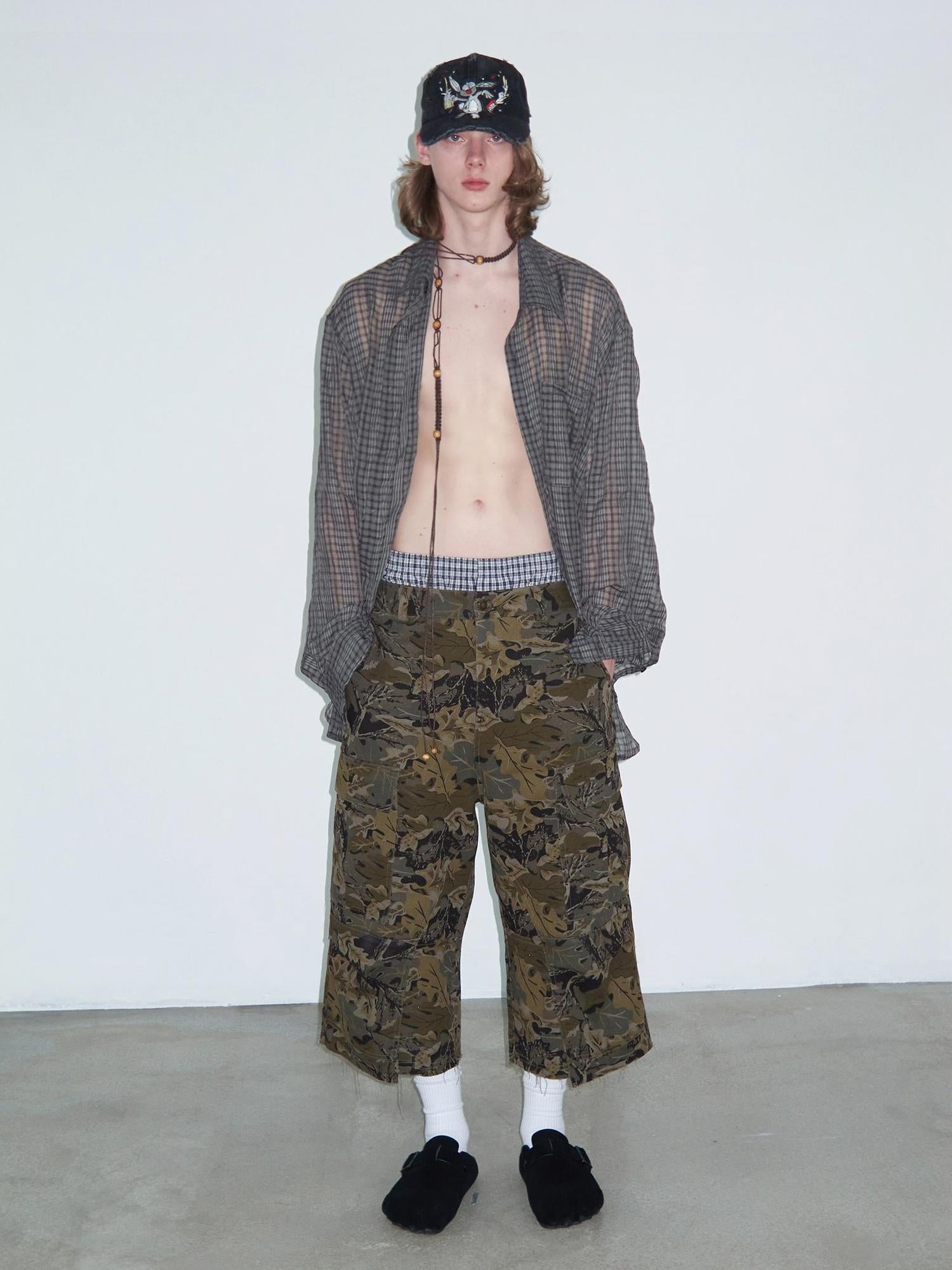 Delivery Wrinkled Gray Checkered Lightweight Sun Protection Shirt